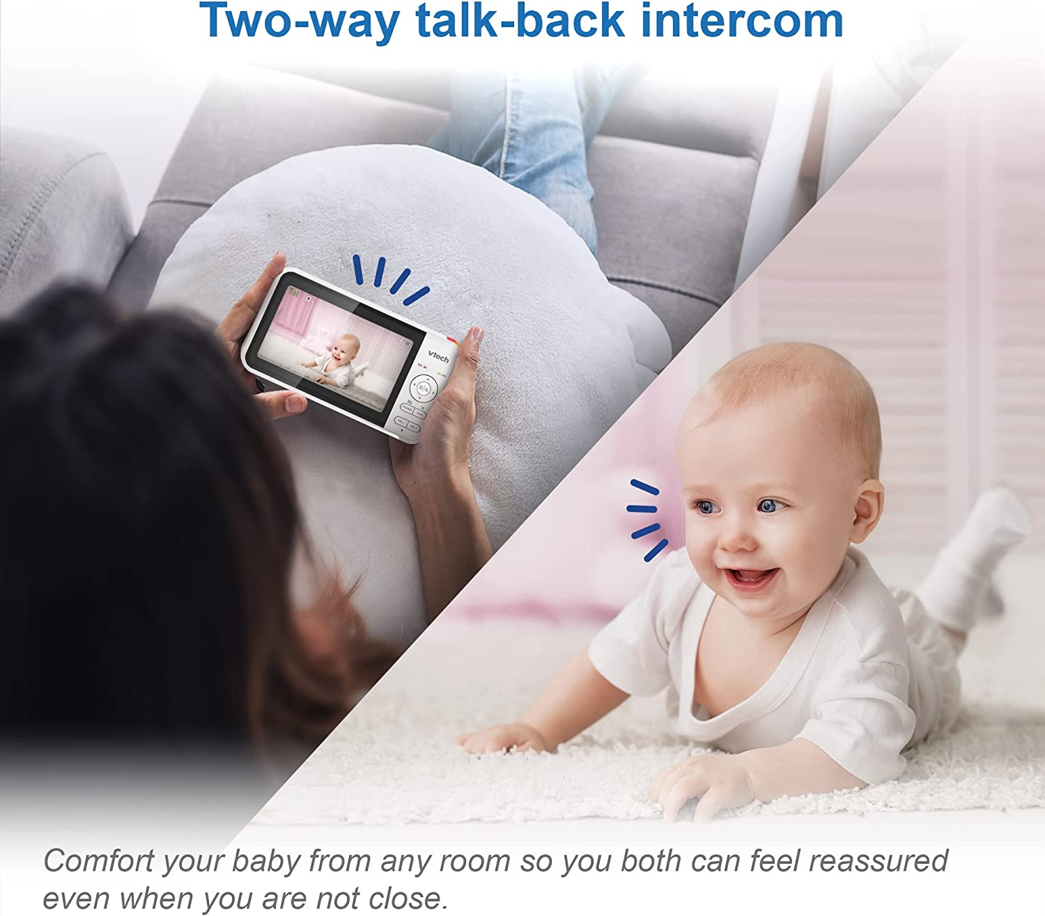 Vtech BM5250N 5'' 2-Camera Full Colour Video Baby Monitor with Night Light, 2-Way Talk, Soothing Sounds, Room Temperature Monitor, up to 17 Hours Battery Life image number 4