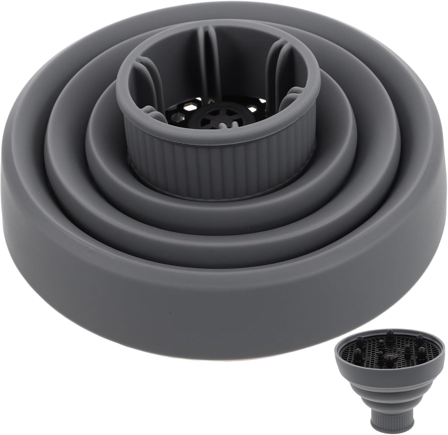 HONMEET Hair Difuser Attachment Silicone Collapsible Nozzle for Hair Dryer Fit Grey
