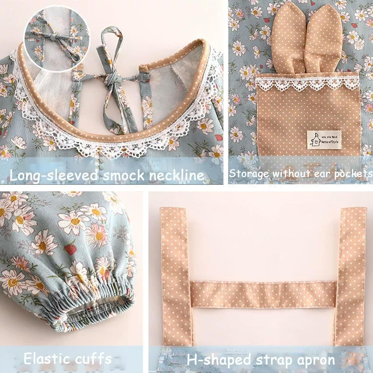 Taoluwin Kitchen Apron, Cooking Apron for Women, Cross Back Design with Stain-Resistant Fabric, Elastic Cuffs, Pockets & Lace Trim for Baking, BBQ image number 5