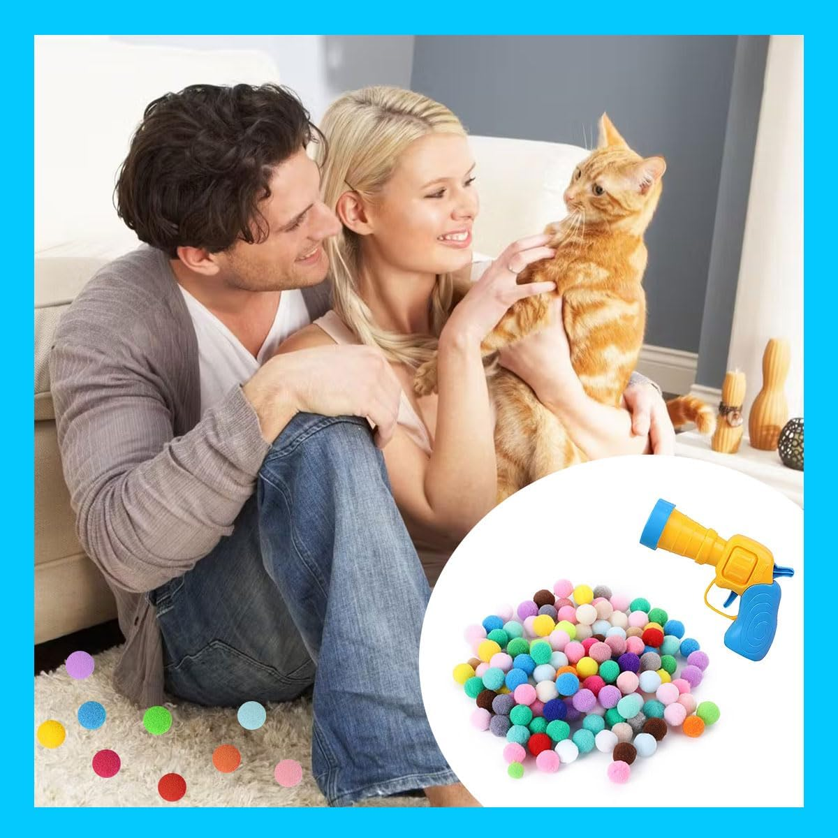 Cat Toy 50 Balls, Cat Ball Launcher, Cat Balls, Kitten Pompom Toy Balls, Plush Kitten Pet Toy Balls, Interactive Toy for Indoor Pet Cats Dogs image number 2
