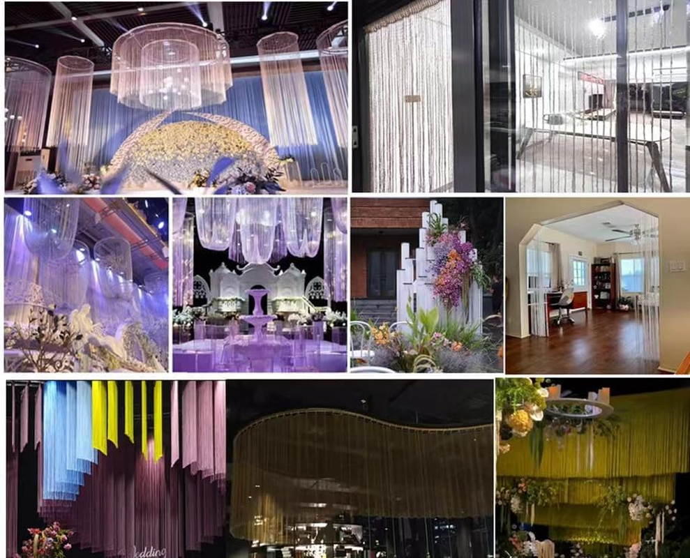 Ave Split 100Cmx200Cm Decorative Door String Curtain Beads Wall Panel Fringe Window Room Divider Blind for Wedding Coffee House Restaurant Parts Door Divider Beads Tassel Screen Decoration (Black25) image number 1