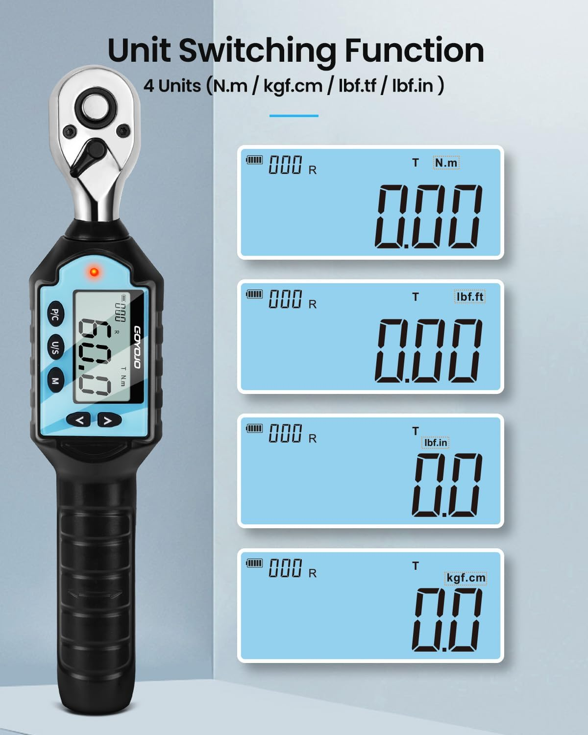 GOYOJO 2024 Newest 3/8" Digital Torque Wrench, High-Precision, Multi-Application - Ideal for Automotive, Motorcycle, Bicycle, DIY & Home Repair - Durable, Accurate, User-Friendly (3/8-60Nm) image number 1