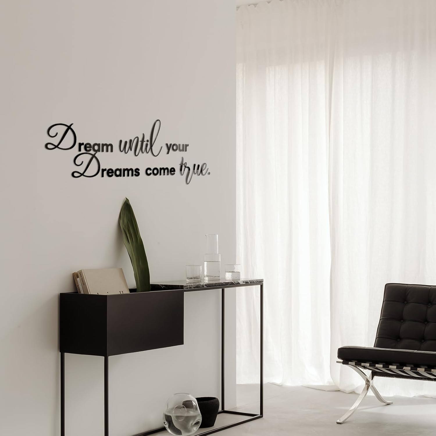 Dream until Your Dreams Come True Acrylic Mirror Wall Stickers, Inspirational Quotes Wall Decals Large Removable Motivational Saying, Peel and Stick Family Art Decor for Home Office, Silver image number 3
