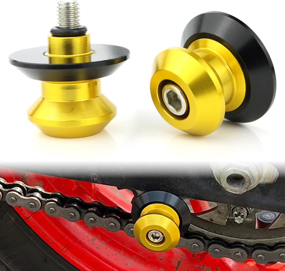 2Pcs 8MM Motorcycle Swing Arm Sliders Spool CNC Swing Arm Stand Screw for Bmw S1000RR Honda CBR600RR 1000RR Kawasaki Z800 Z900 Z1000 Ducati Gold