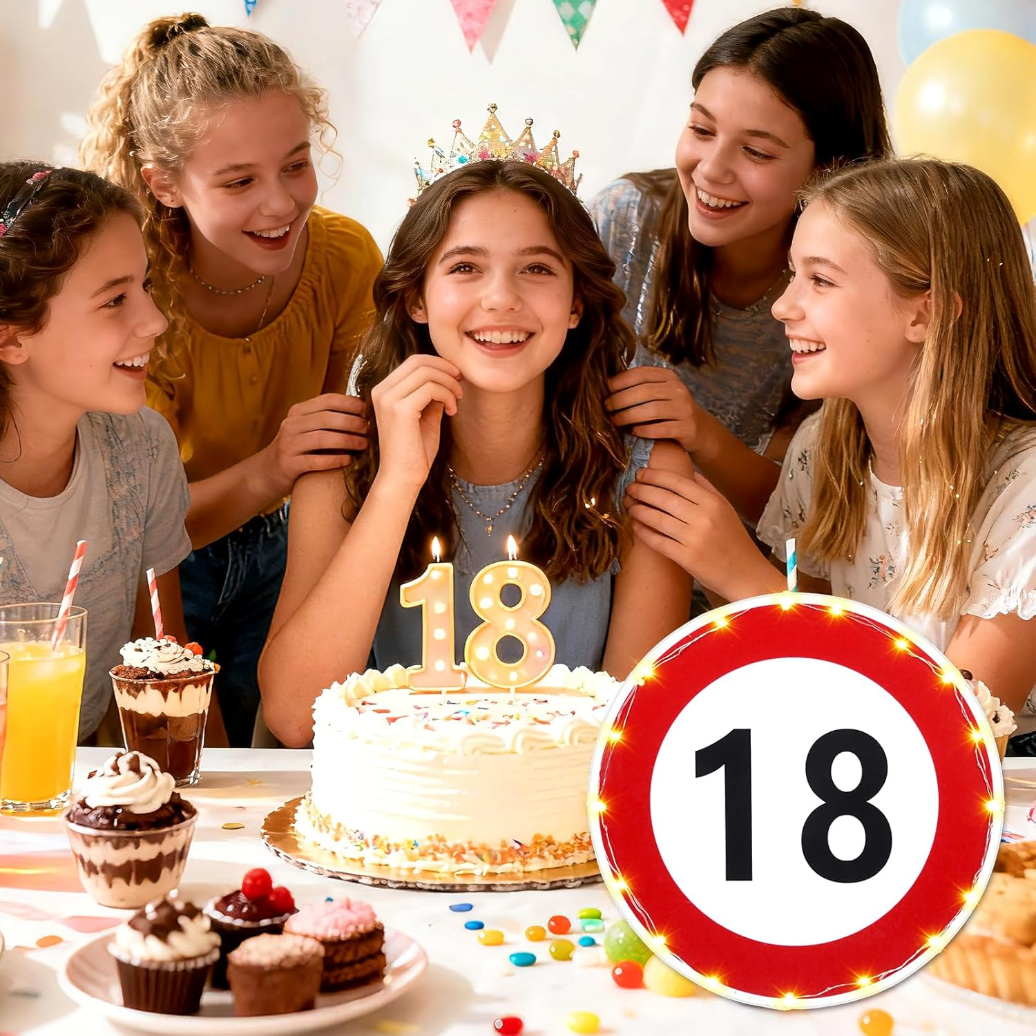 18Th Birthday Boy Girl 18 round Metal Aluminium Gift Money Gift Birthday Boy Girl with LED Fairy Lights Money Gifts Birthday 18Th Birthday Decoration image number 6