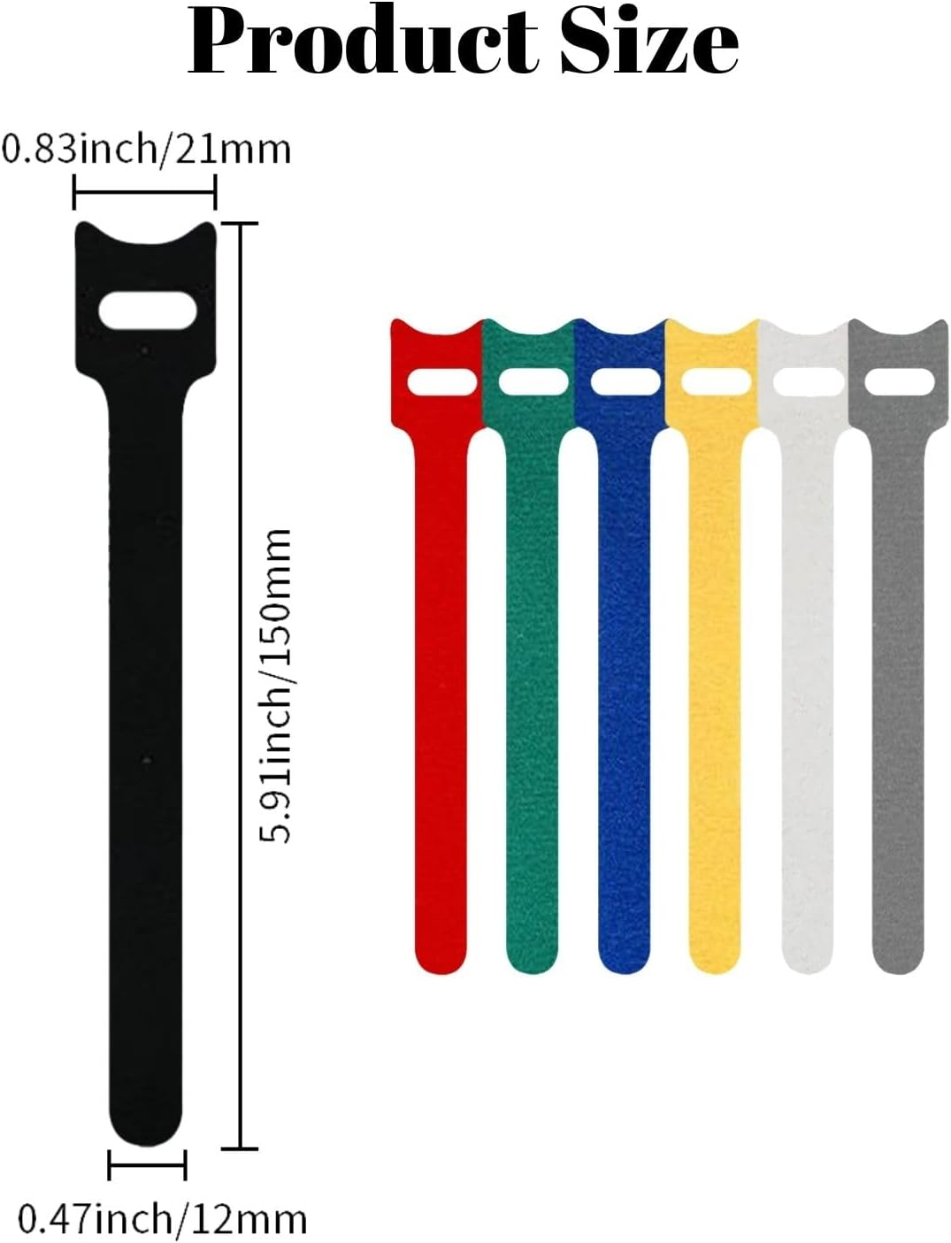 100 Pcs Heavy Duty Reusable Cable Ties 15 Cm (6 Inch) - Adjustable Cord Organizer Straps for Wire Management, Home Office Electronics - 7 Colors image number 3