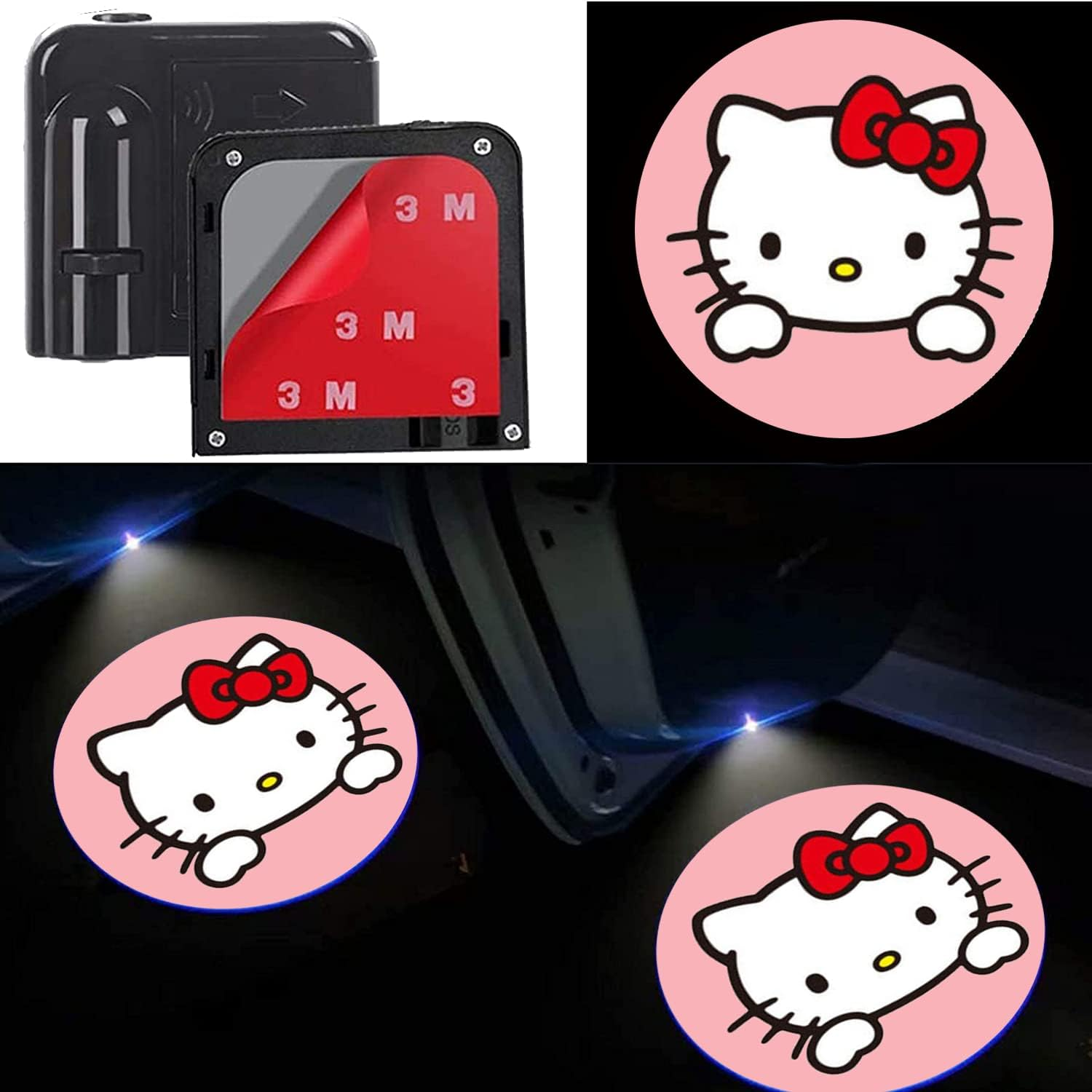 2PCS Car Door Projector Logo Light for Hello Kitty,Courtesy Ghost Shadow Door Lamp Fit All Car image number 2