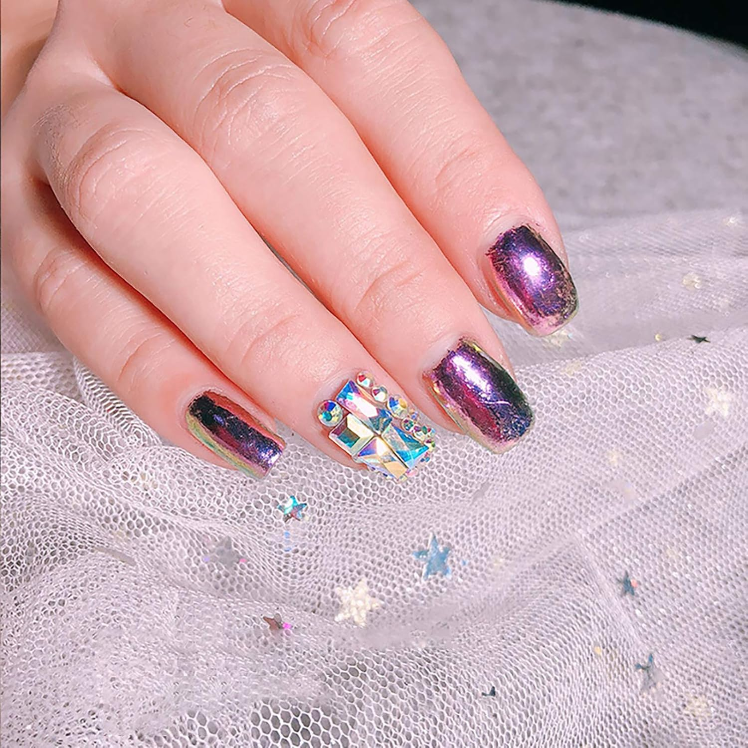 50 Grains Nail Art Rhinestone Flat-Back Rhinestone Transparent Love Shape Super Flash Nail Decoration DIY New