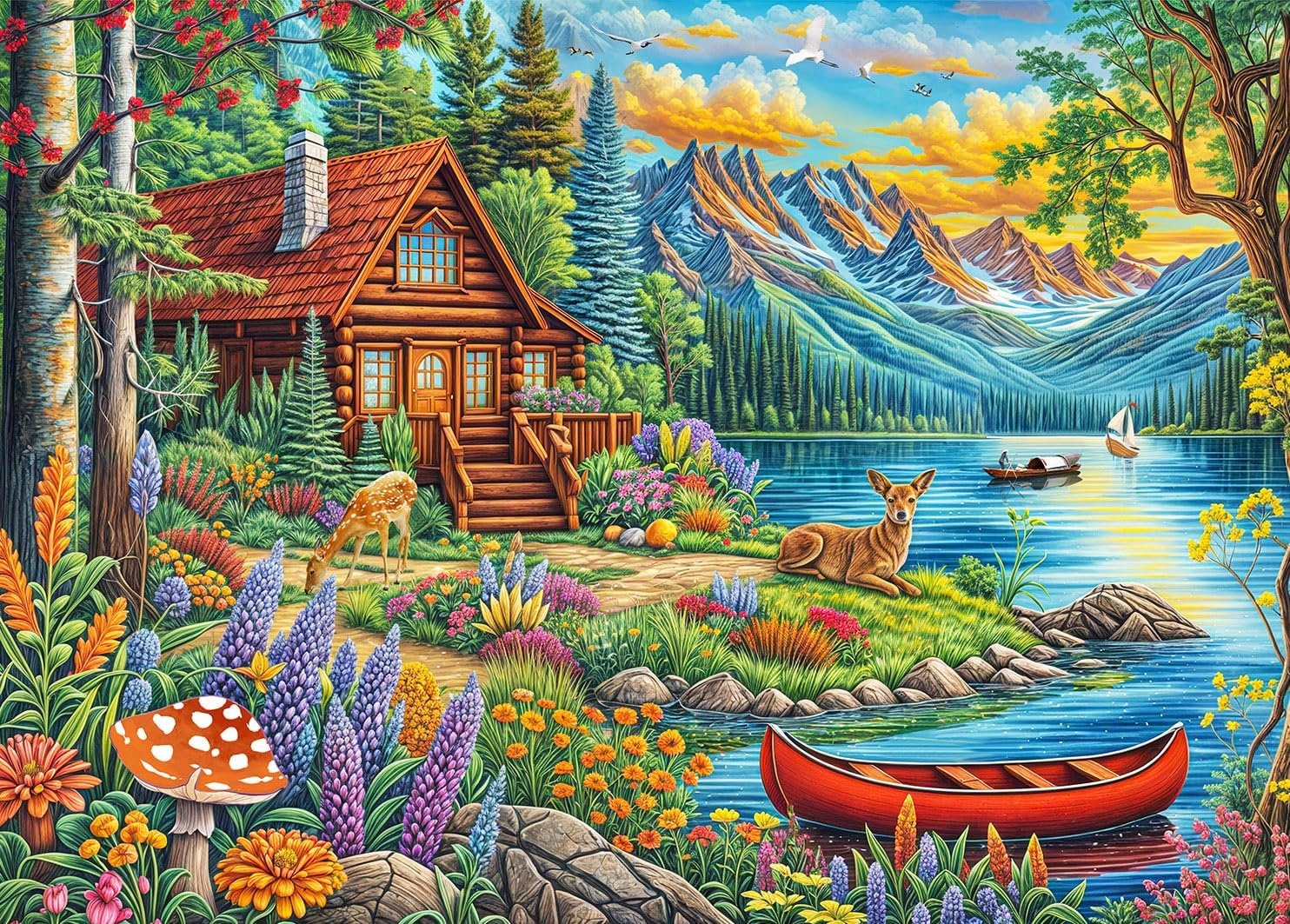 Jigsaw Puzzles for Adults 1000 Pieces, Interlock Perfectly Letter on Back No Dust, Home Decor Birthday Gift Toy for Men Women Elders Seniors, 1:1 Poster -Beautiful Valley image number 5