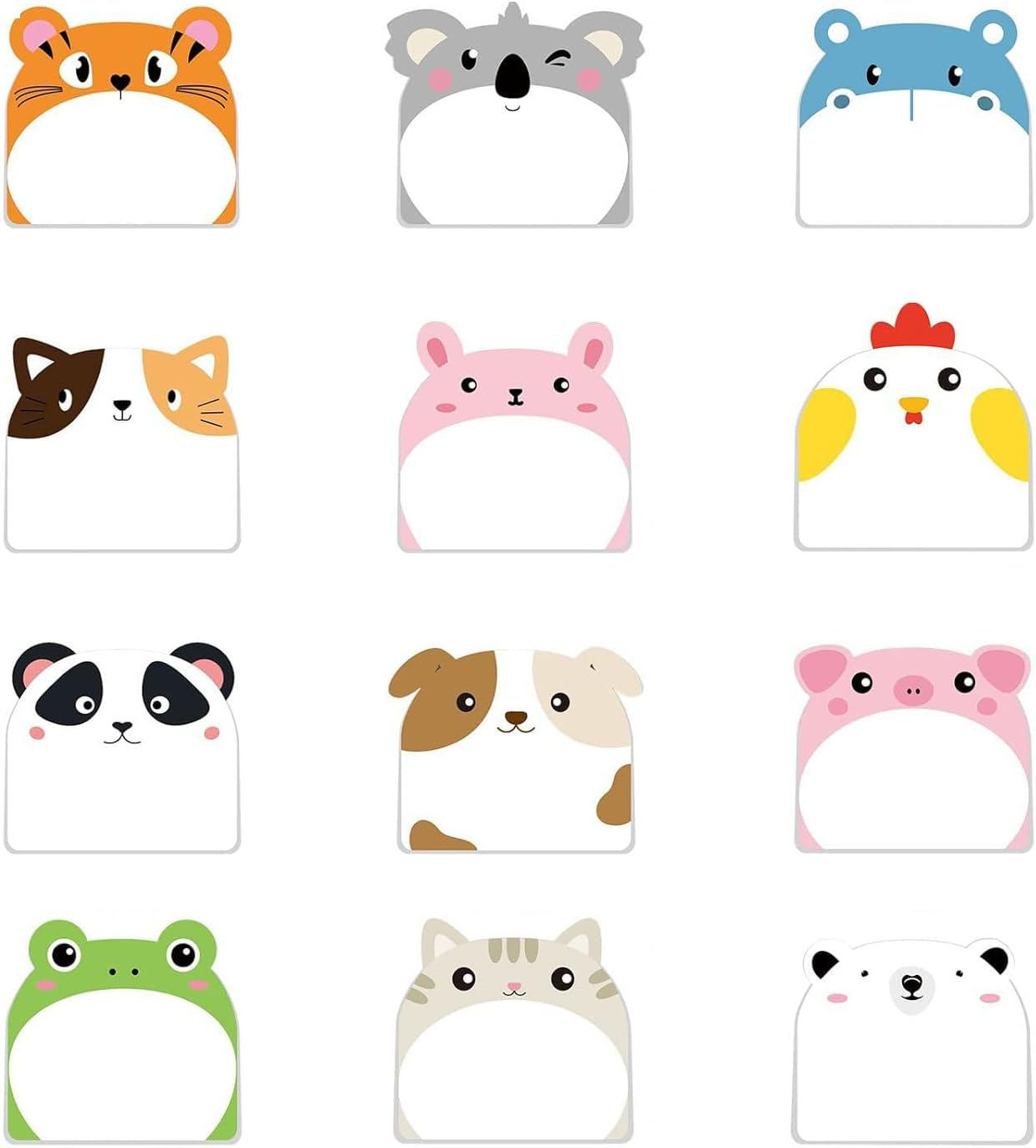 Weforu Animal Sticky Notes Cartoon,12 Pads Kawaii Animals Sticky,Self-Stick Message Tabs for School Student Kids Gifts Party Bags Filler (360 Sheets) image number 1