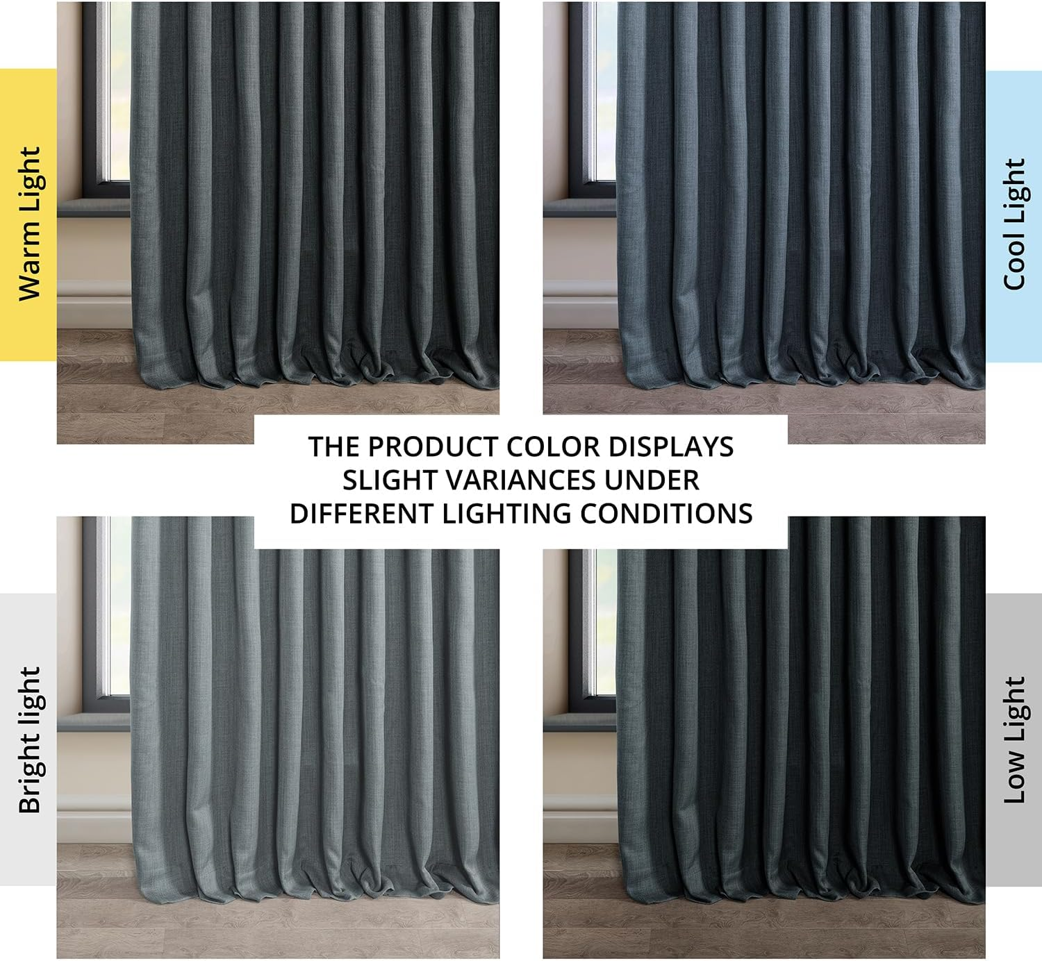 HPD Half Price Drapes Faux Linen Textured Room Darkening Curtains for Bedroom 108 Inches Long (1 Panel), 100W X 108L Extra Wide Curtains for Living Room Home Decor, Reverie Blue image number 1