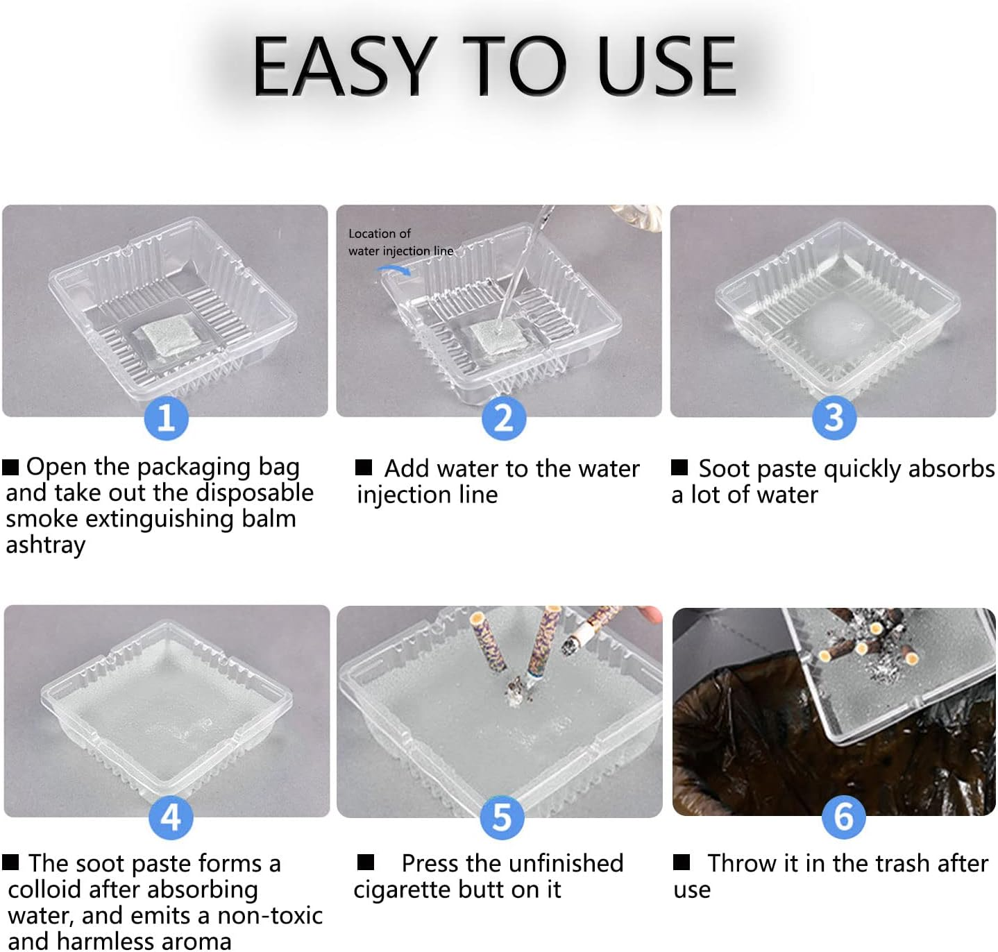 Disposable Ashtrays with Ash Absorbing Balm,30Pcs Disposable Ashtray with Sand, Small Portative Ash Holder for Quickly Extinguish Cigarette,Reduce Ash Raising,Ashtray Outdoor(White) - Blue image number 2