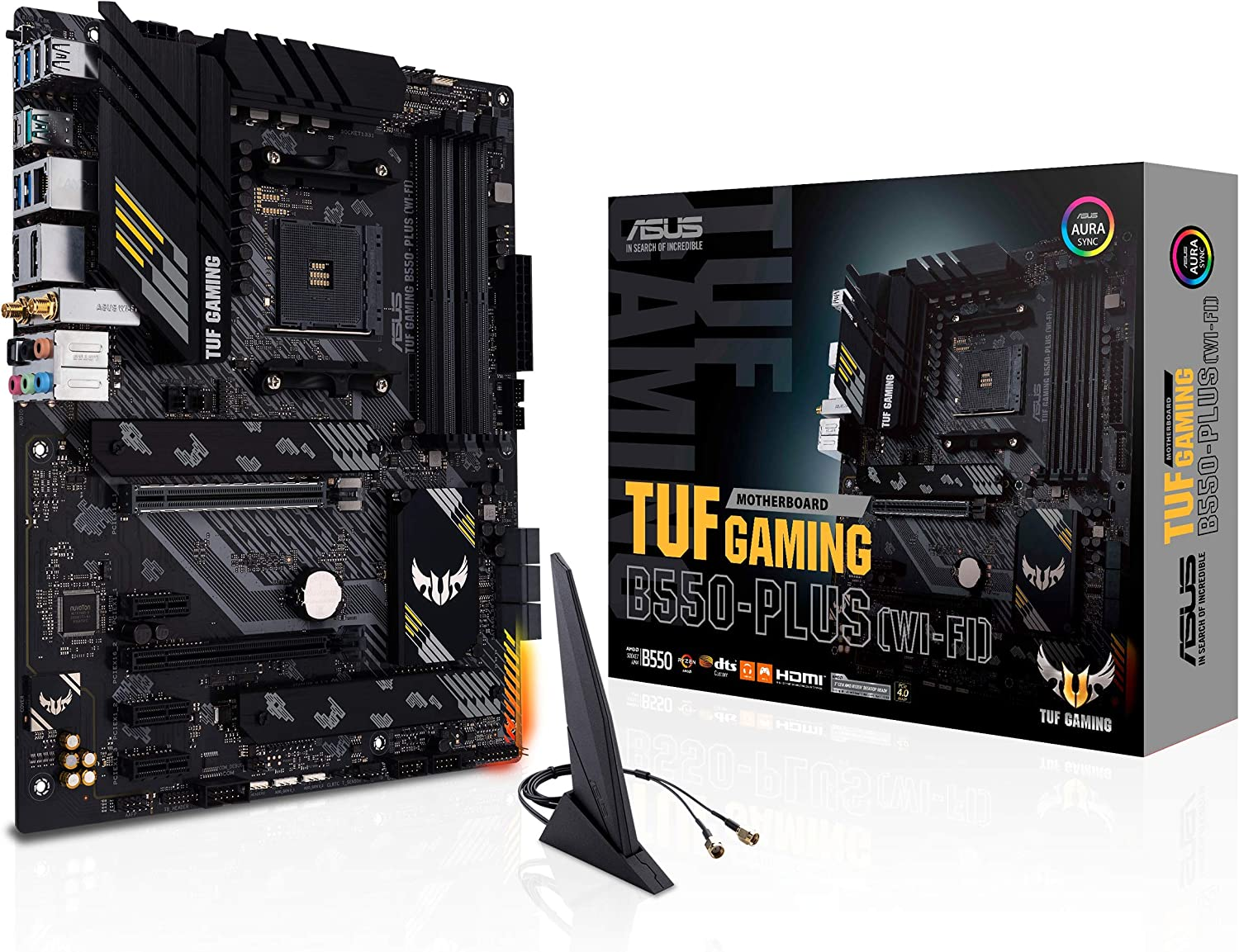 ASUS TUF Gaming B550-PLUS Wifi AMD AM4 Zen 3 Ryzen 5000 & 3Rd Gen Ryzen ATX Gaming Motherboard (Pcie 4.0, Wifi 6, 2.5Gb LAN, BIOS Flashback, USB 3.2 Gen 2, Addressable Gen 2 RGB Header and Aura Sync)