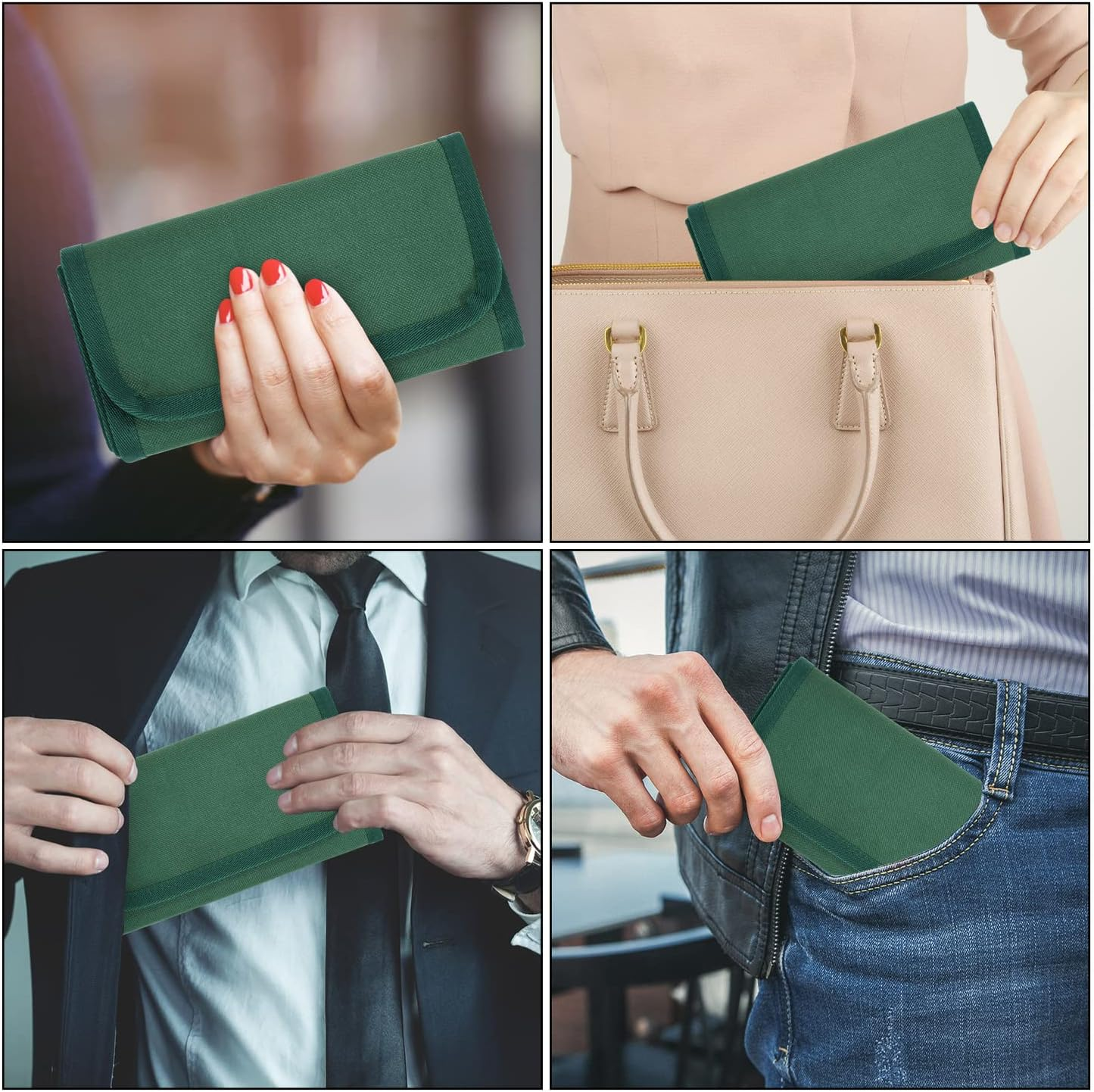 Money Wallet, Money Organizer for Cash with 6 Zippered Pocket Multipack Money Pouch, Cash Bill Organizer, Envelope Wallet Money Bag Small Travel Money Holder for Budgeting, Receipt and Tips (Green) image number 3