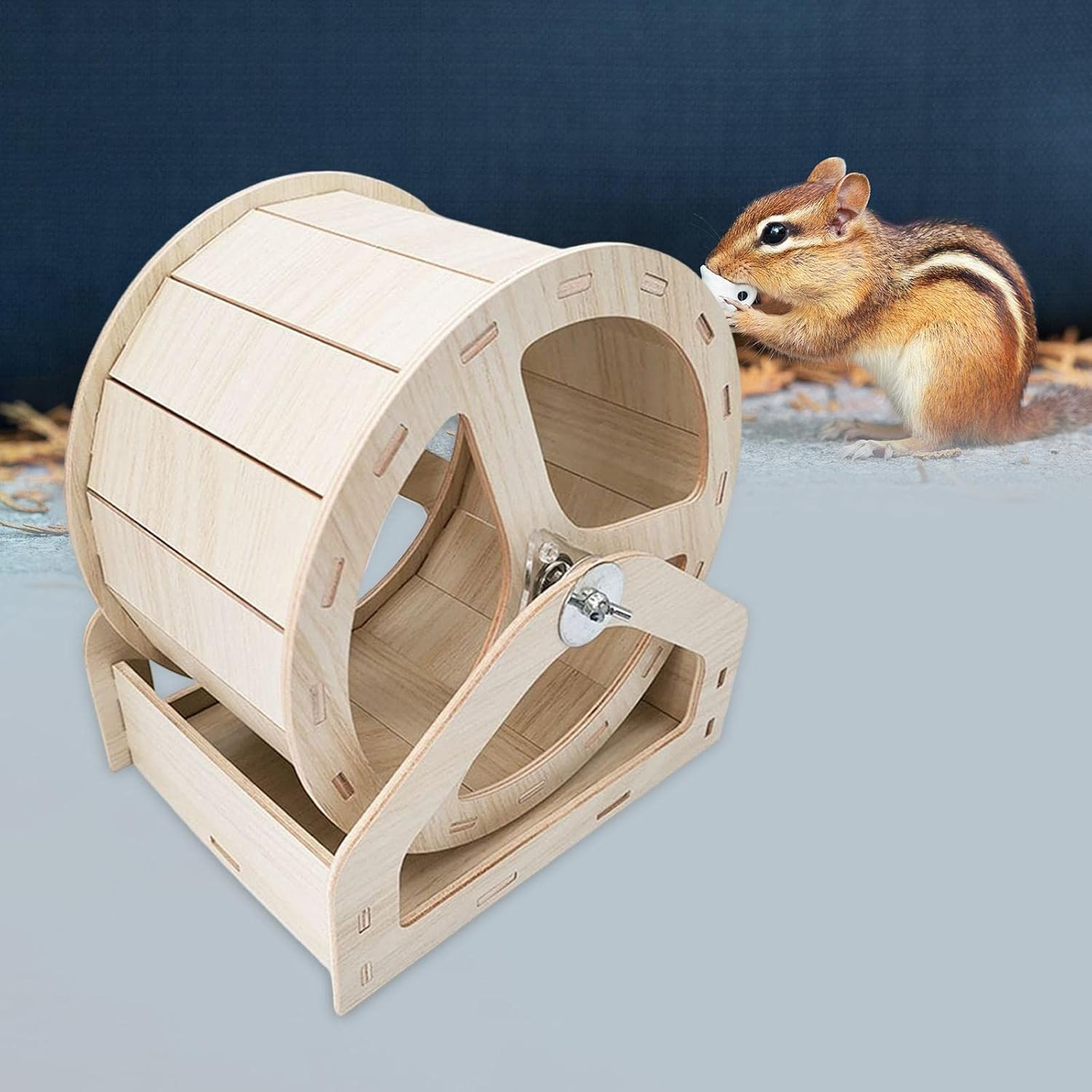 Generic Silent Roller Hamster Running Wheels, Small Pet Rotatory Jogging Wheel Rat Wooden Hamster Exercise Wheel Accessories Small Animals Supplies image number 3