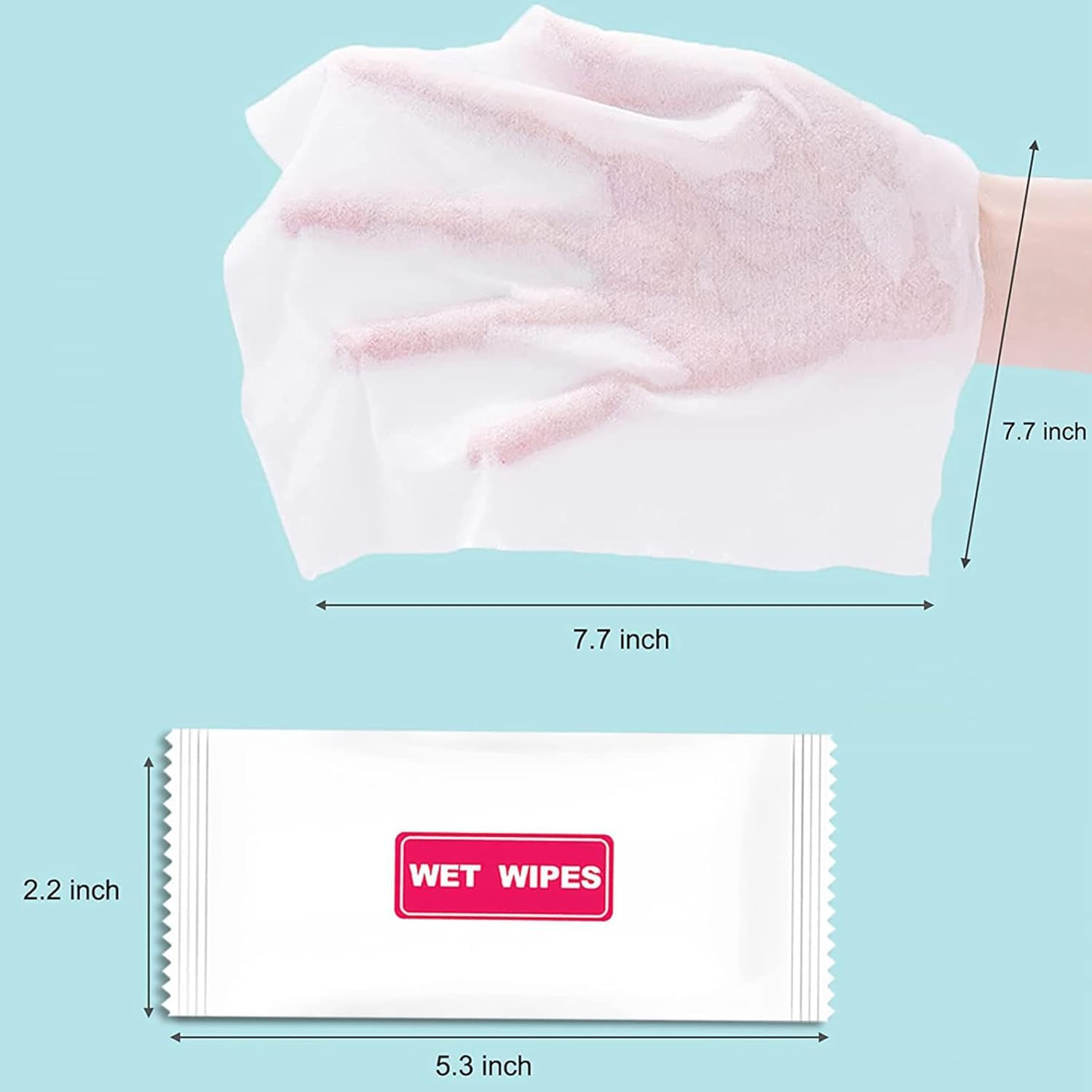 100 Pack Wet Wipes Individually Wrapped, Individual Hand Wipes, Unscented Travel Wipes, Clean Hands Quickly, Wet Wipes Bulk for Homeless, Suitable for Restaurant, Wedding, Barbecue image number 1