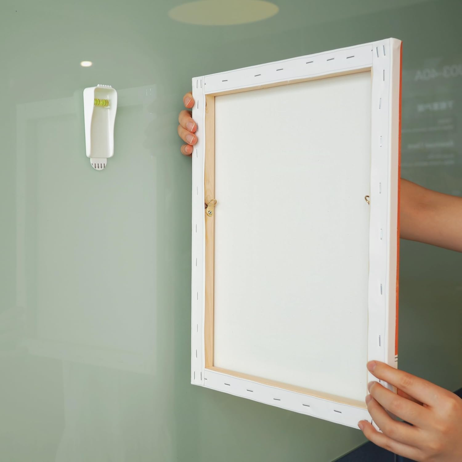 Walquicks 8 Picture Hangers, 12 Removable Adhesive Strips, Universal Frame Hanger, Damage Free Picture Hanging Hooks Heavy Duty, No Nails Picture Hooks, for Bathroom Kitchen Home Door Closet, White image number 1