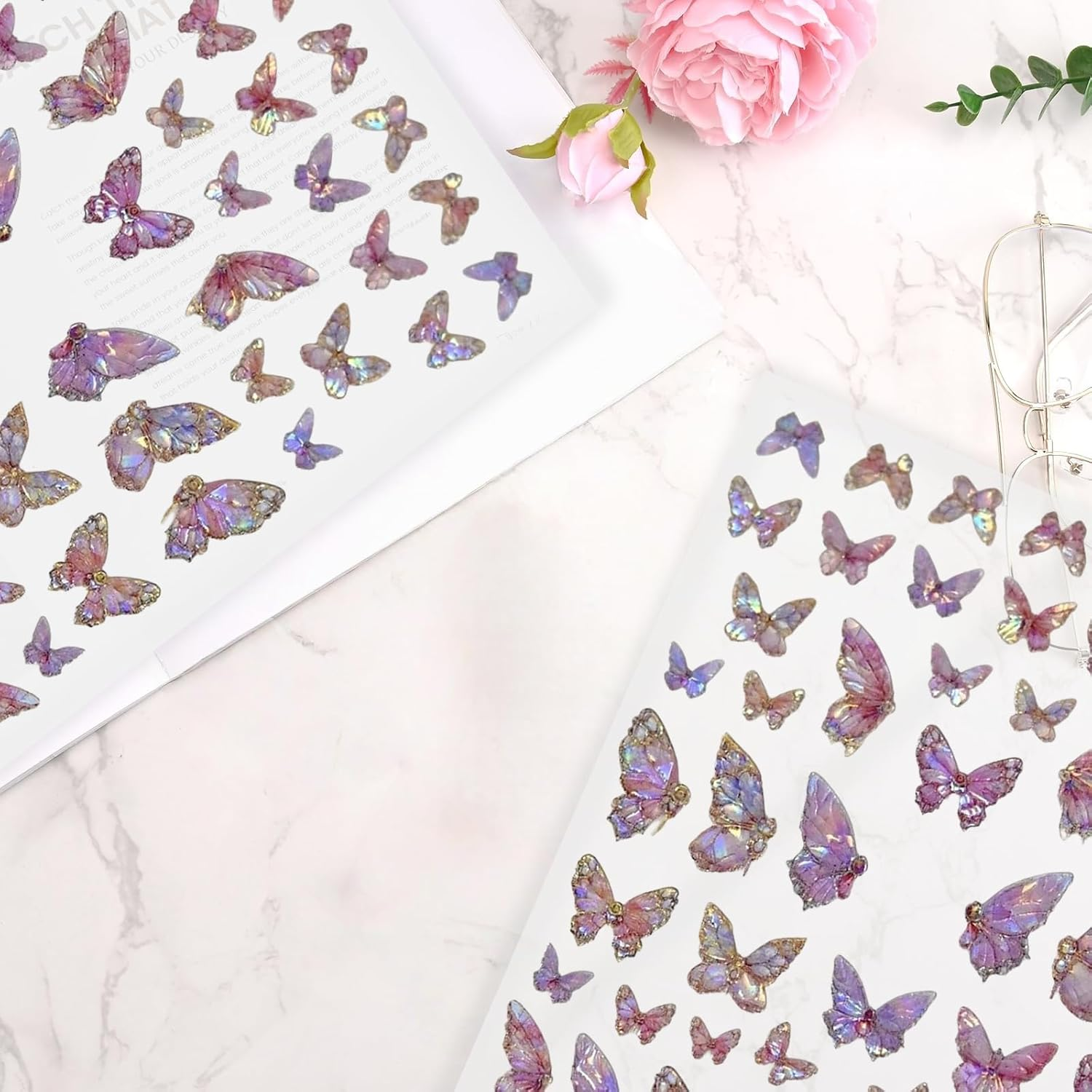 Butterfly Nail Art Stickers,5D Embossed Adhesive Decals Nail Art Supplies,Manicure Accessories for Women Girls DIY Nail Art Decorations Supplies (Butterfly) - Butterfly image number 3