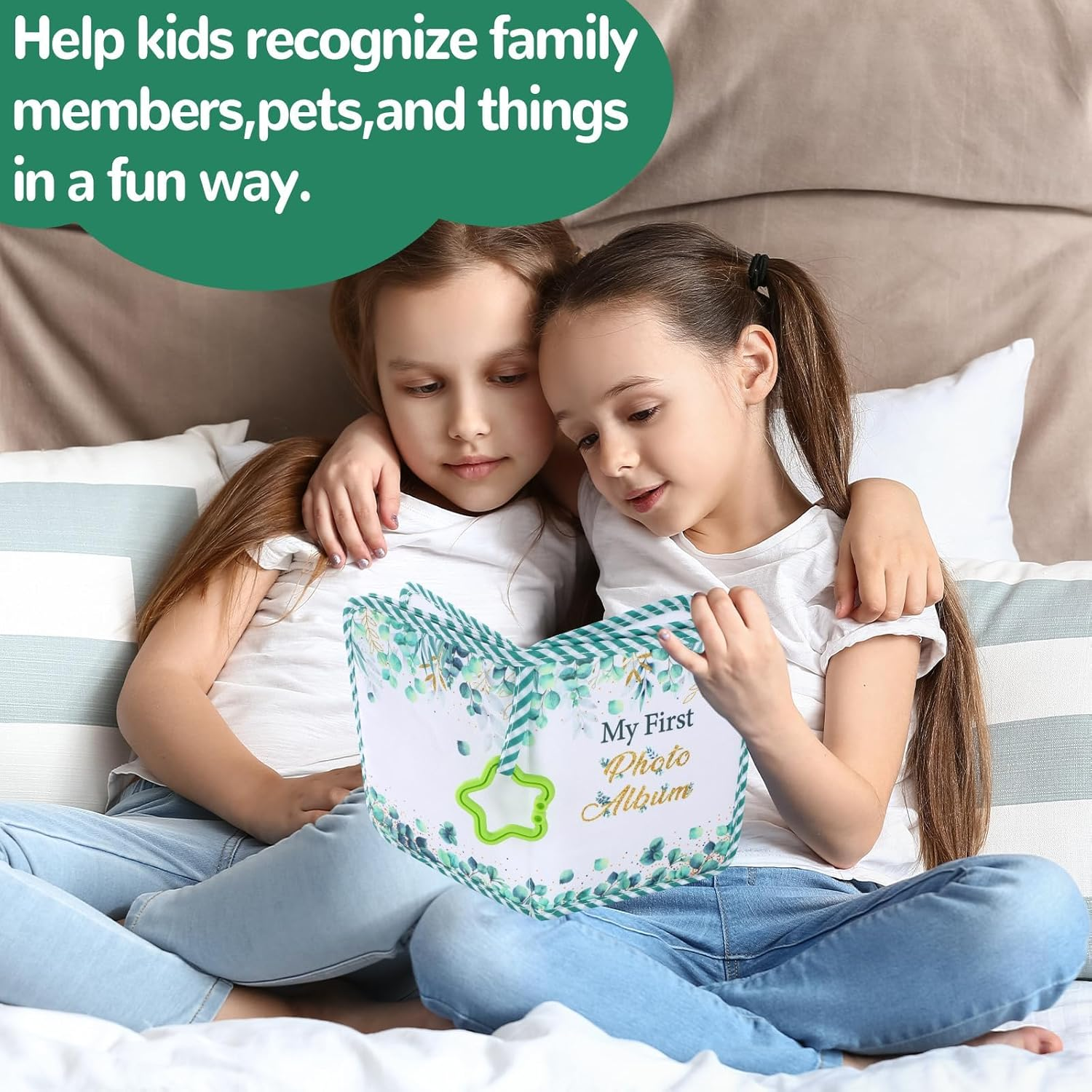 Baby'S My First Family Album Soft Photo Cloth Book Eucalyptus My First Book of Photos Greenery Baby Memory Album Gift Holds 4X6 Pictures for Babies Newborn Toddler & Kids Baby Shower image number 3