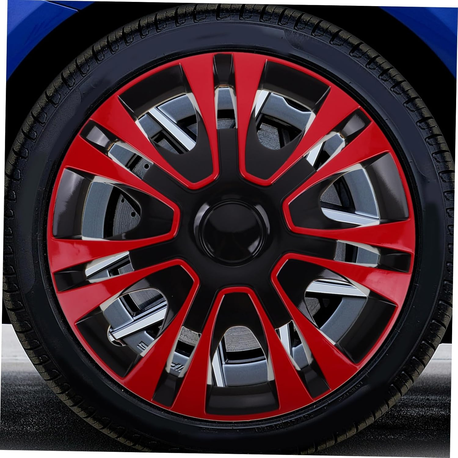 SEWOART 1Piece Wheel Cover Material Easy Installation Fit for Cars Stylish Red Auto Accessories for Enhanced Vehicle Appearance image number 6