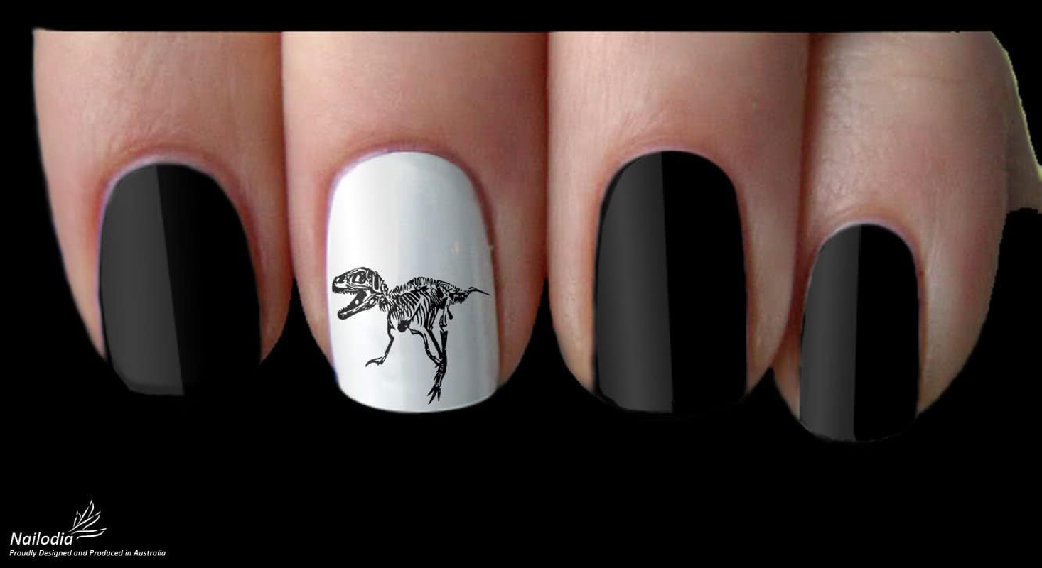 Dinosaur T-Rex Skeleton Nail Art Decal Sticker image number 4