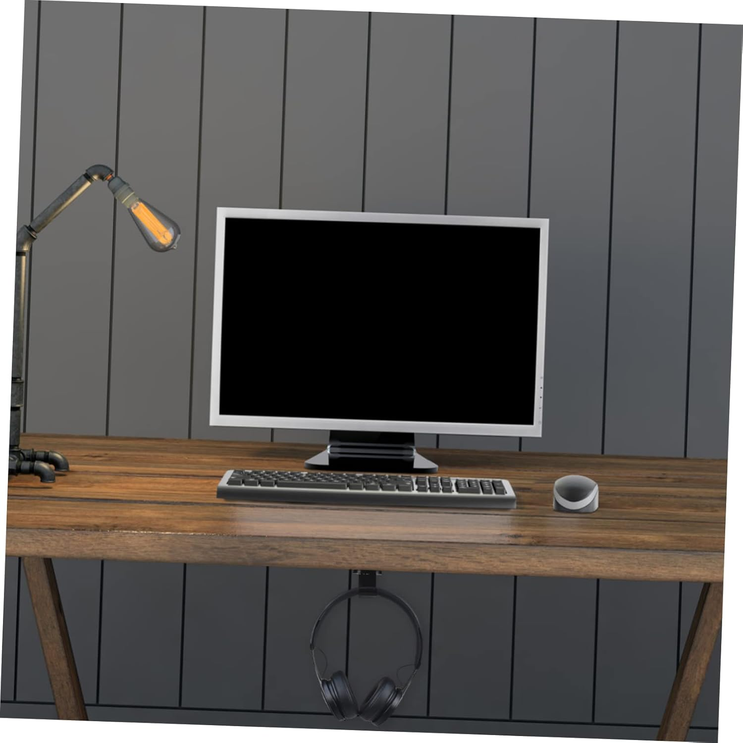 STOBOK under Desk Headphone Stand Dual Headset Hook with Rugged Construction Adhesive Screw Fixing for Home Office and Internet Cafes Space Saving Design