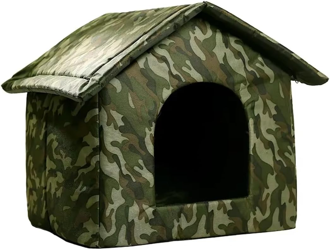 AIMALL Waterproof Outdoor Cat Dog House, Durable Polyester Camouflage Pet Shelter, Warm Windproof Rainproof Pet Retreat image number 4