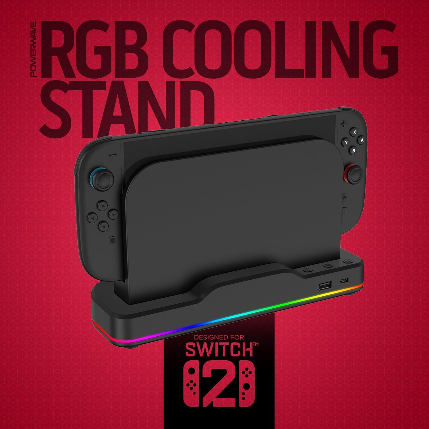 Powerwave RGB Cooling Stand for Nintendo Switch 2, Adjustable Fan Speeds, RGB Lighting, USB-C Charging Ports image number 4