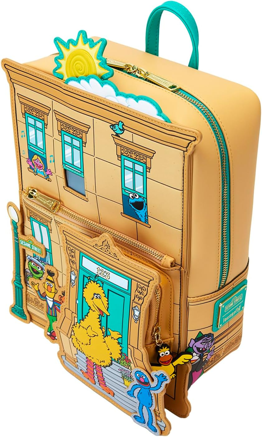 Loungefly Sesame Street Corner Mini Backpack | Big Bird, Oscar, Grover, Ernie, Bert, and Friends, Fashion Accessories image number 1