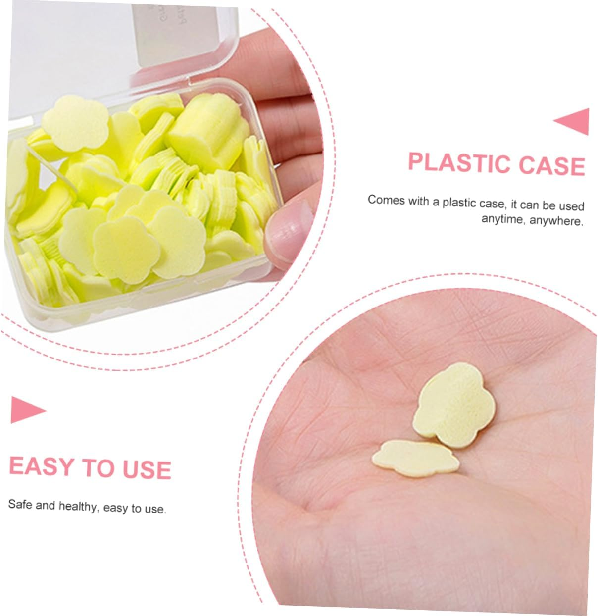 PAMINGONO 16-Pack Portable Soap Sheets Disposable Travel Soap Flakes Mini Hand Washing Slices in Lemon Milk Rose and Jasmine Scents for Travel and Outdoor Use image number 1