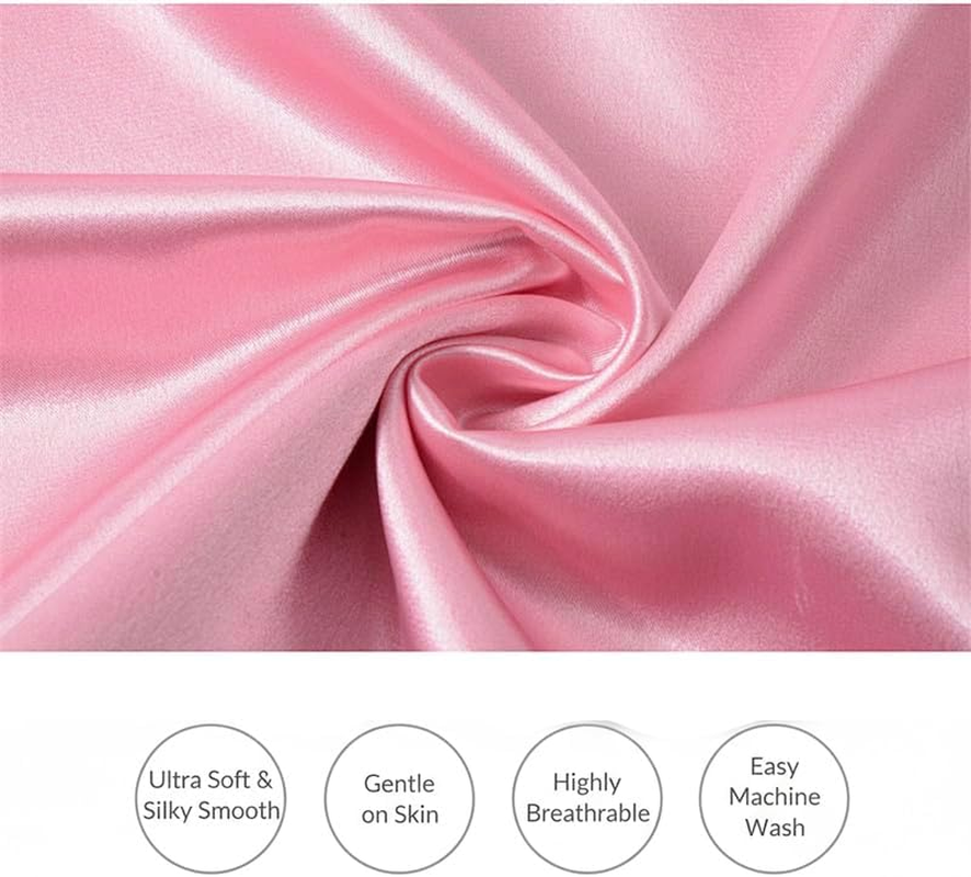 Satin Bassinet Fitted Sheet Set, Ultra Soft Fabric for Standard & Oval Bassinets, 2-Pack Machine Washable Crib Sheet Alternative, Pink & White - SZTTY image number 5