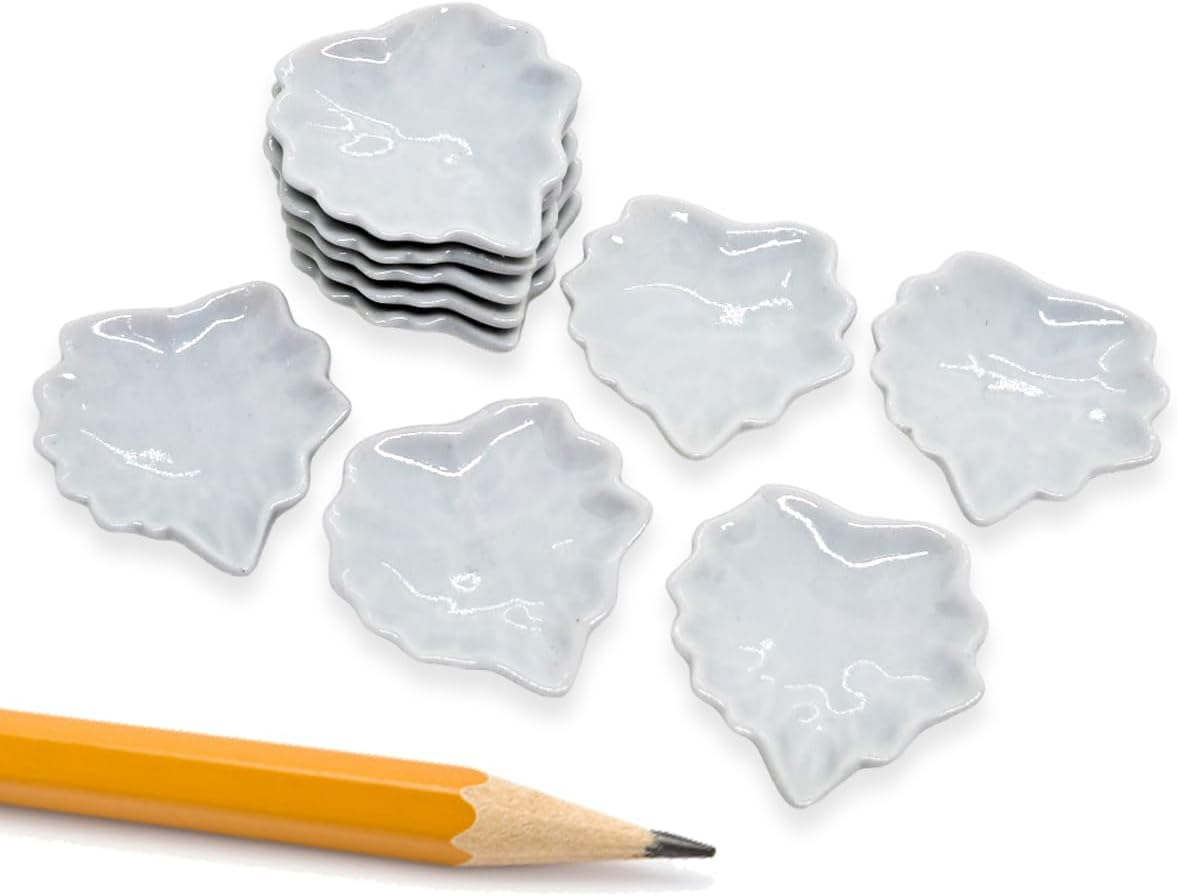 Changthai Design Very Tiny 1&frac14;" Long White Rectangle Ceramic Serving Tray 10 Pieces Set - Miniature Tableware Plate Crockery Cutlery Kitchenware Handmade Mini Porcelain Decorative Collectible Gifts