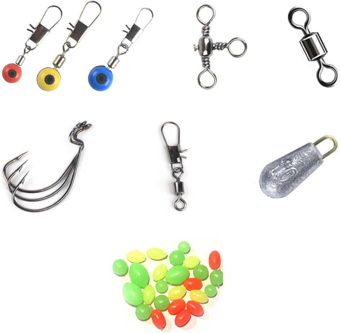 NUZAMAS 160-Piece Fishing Accessories Kit - Lure Sea and Rocky Fishing Set Box with Swivels, Snaps, Bass Casting Sinker Weights, Line Beads, Jig Hooks image number 3