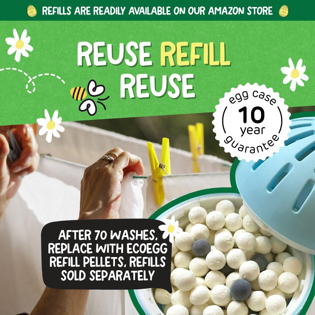 Ecoegg Laundry Egg &ndash; Fresh Linen &ndash; 70 Washes | Non-Bio Laundry Detergent for Sensitive Skin | No Enzymes, Phosphates, Palm Oil or Chlorine Bleach