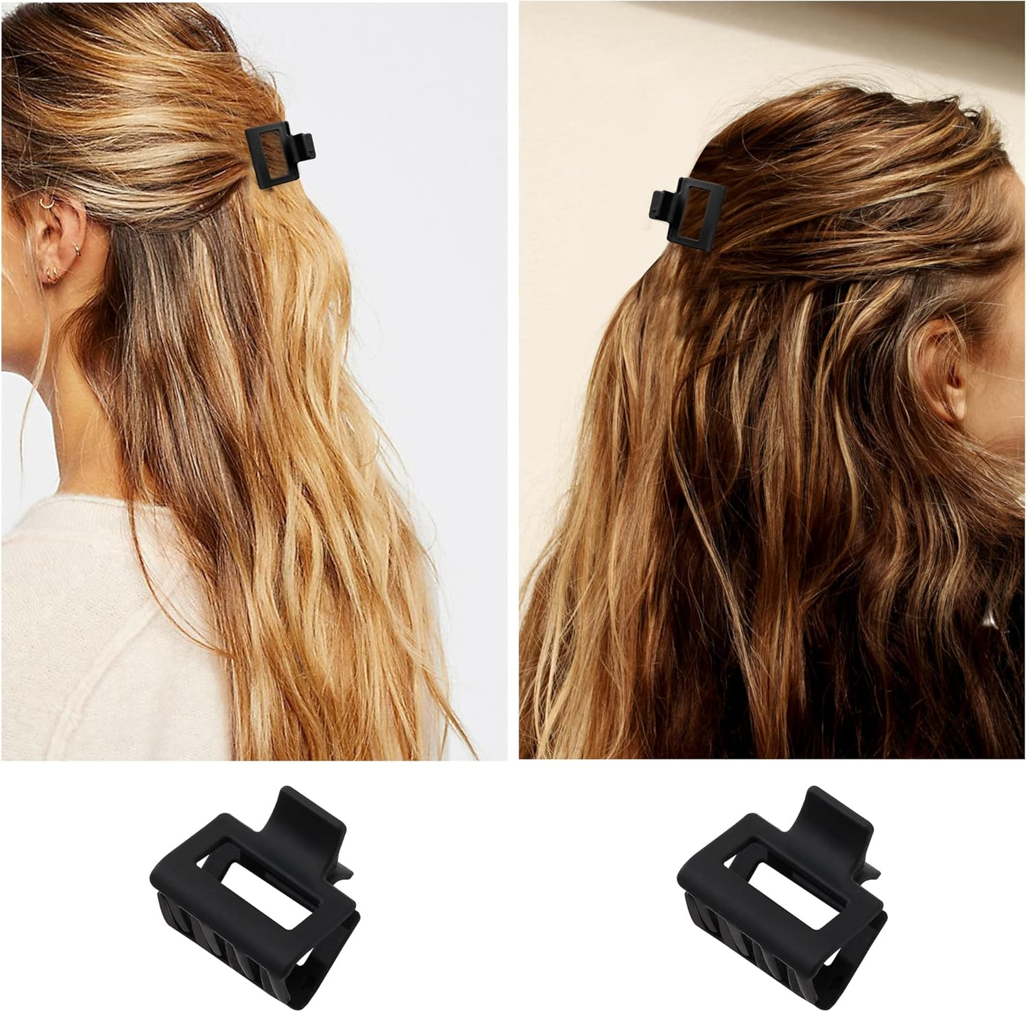 Hair Claw Clips for Women - Black Small Claw Clips for Thin Hair 1.57 Inch Mini Hair Clips No Slip Medium Hair Clip Square Claw Clip Hair Styling Accessories for Women Girls&hellip; image number 1