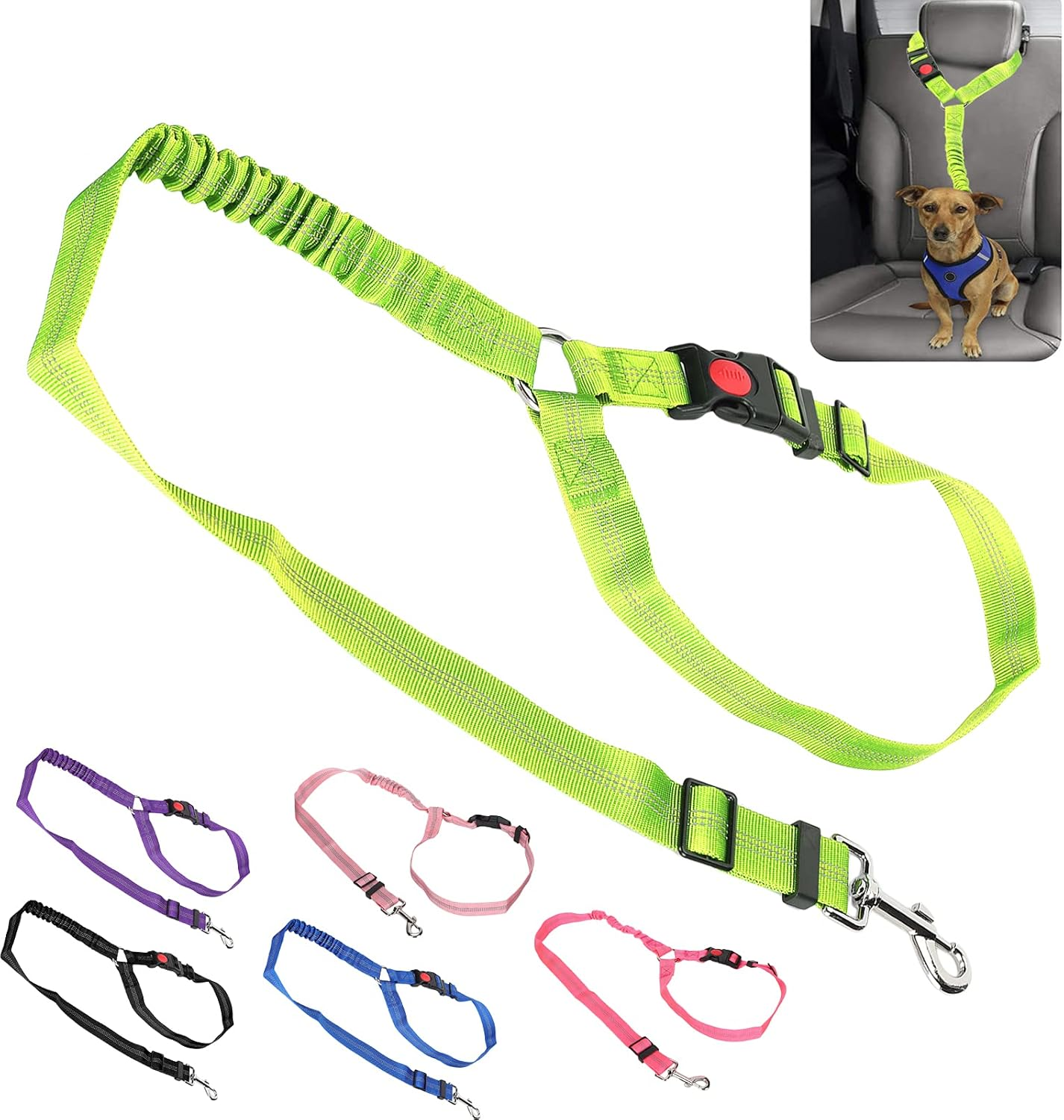 EVTSCAN Pet Seat Belt, Pet Adjustable Headrest Seat Belt Dog Nylon Reflective Safety Seatbelt Strap for Car(Black)