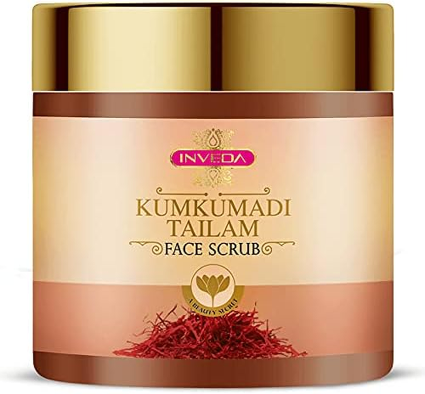 Inveda Kumkumadi Tailam Face Scrub | Prevents 9 Skin Problems with Kesar, Turmeric, Licorice and Sandalwood for Removing Dead Skin Cells for Radiant & Spot Free Skin, 100Ml image number 3