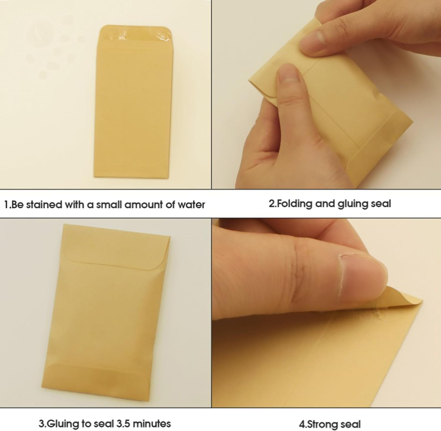 Kraft Paper Coin Envelopes, Self-Adhesive, 100 Pack, Small Size for Seeds and Stamps