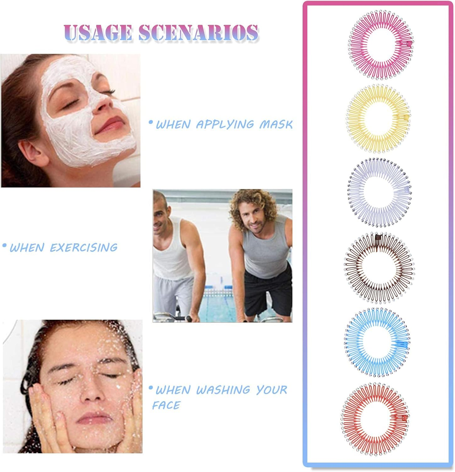 18 Pieces Full Circular Stretch Comb Flexible Plastic Circle Comb Stretch Hair Comb Headband Hair Band Holder for Women Girls 6 Colours image number 5