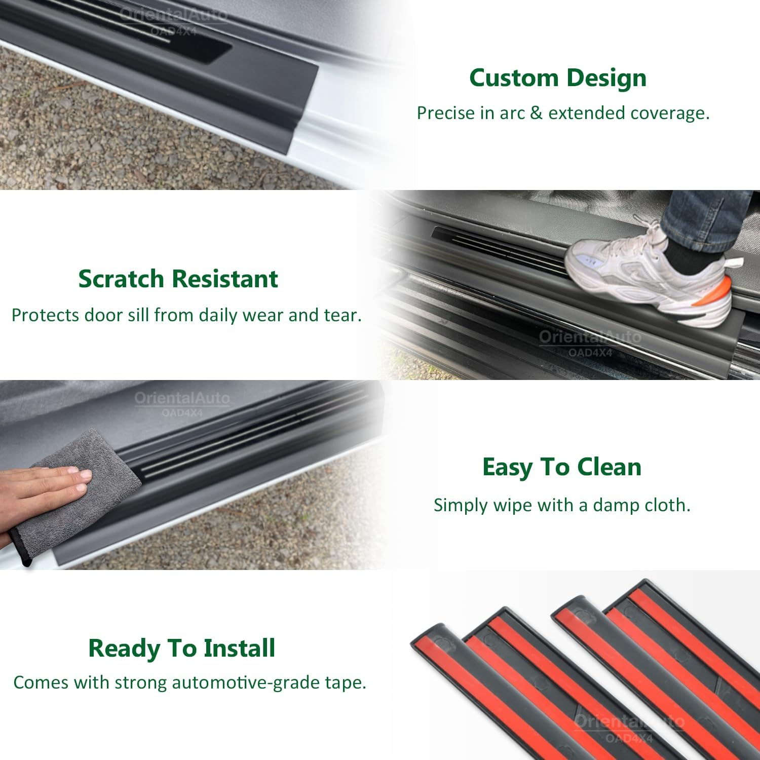 Door Sill Protector Compatible with Mitsubishi Triton MV All-New Dual Cab 2024-Onwards, Tailored Fit Door Entry Guard, Black ABS Anti-Scratch Scuff Plate Trim Cover, Door Threshold Protection image number 3