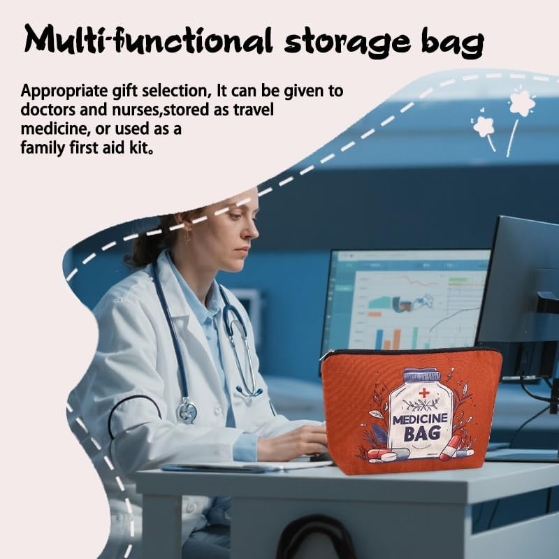 Medical Bag Organizer Pouches Nurse Practitioner Gifts Bag Drug Pill Organizer Physician Assistant Pharmacy Student Patients Travel Makeup Bag Doctor of Nursing Practice Graduation Gifts Pouch Bags - Elastic Silicone Cable Straps Cord Organizer image number 4
