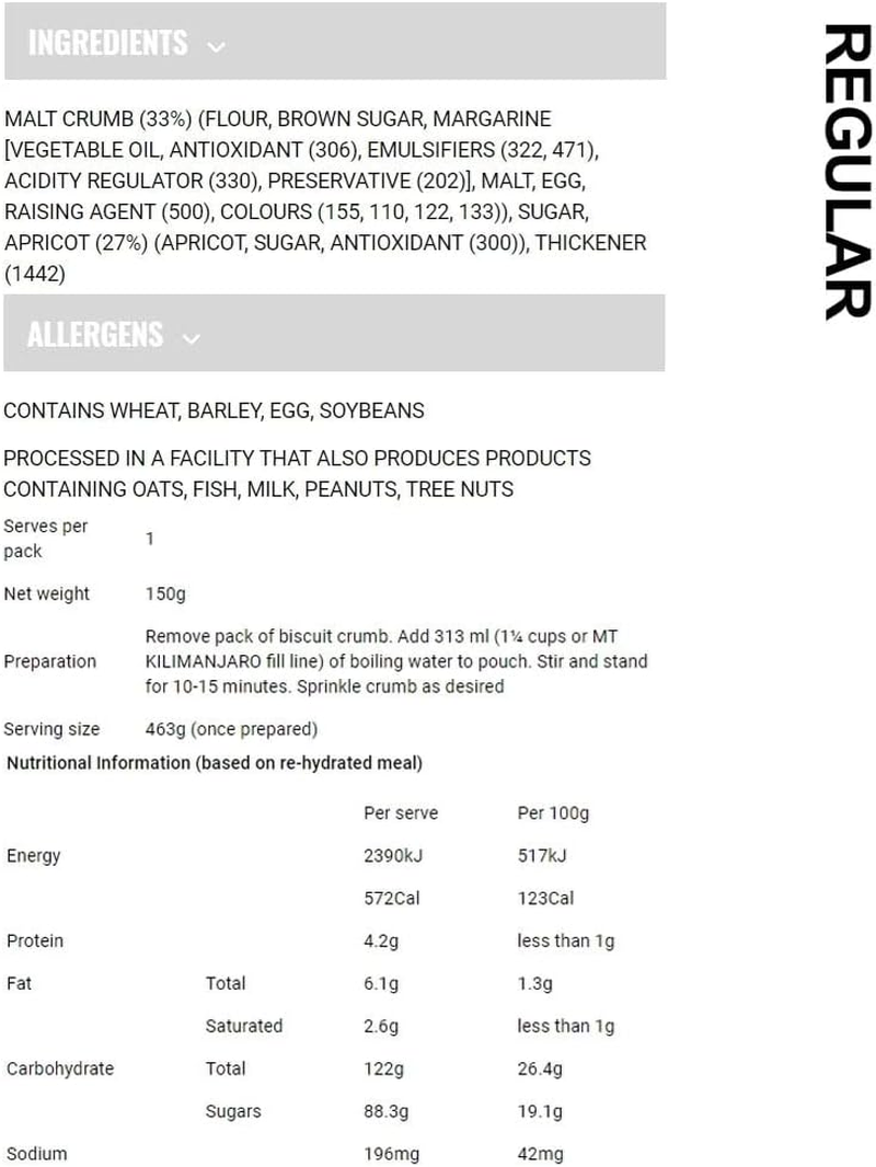 Back Country Cuisine Apricot Crumble Freeze Dried Food, Regular image number 1