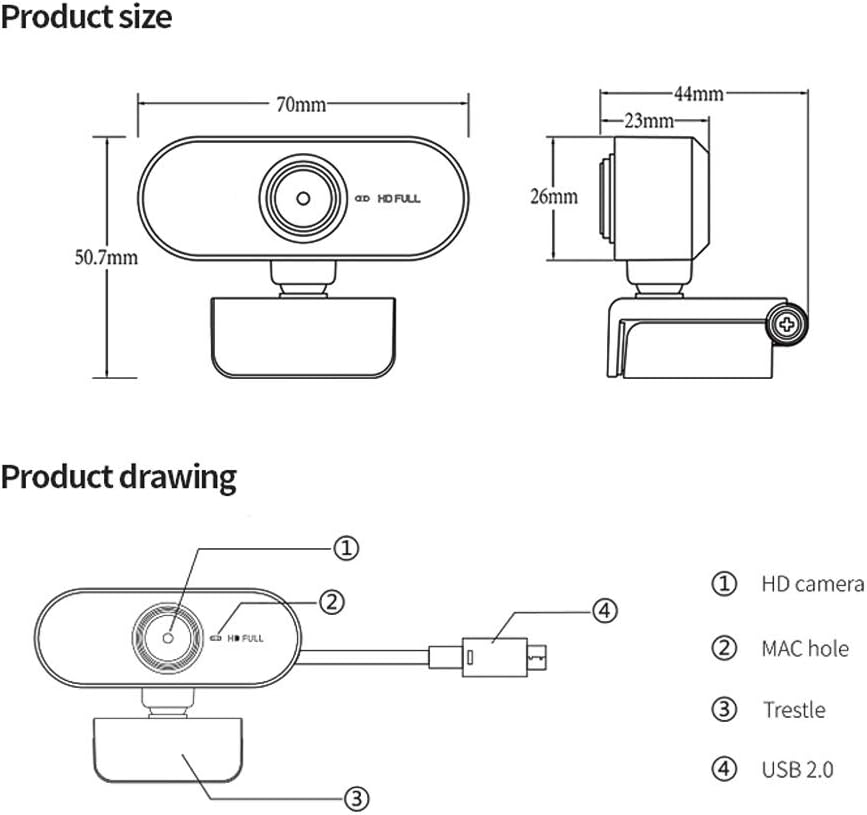 Dpofirs HD 1920X1080 High Resolution Webcam with Built-In Microphone, USB 2.0 Portable Driveless Webcam for Computers and Laptops, 360&ordm; Rotating Webcam for Live Streaming(Black) image number 6