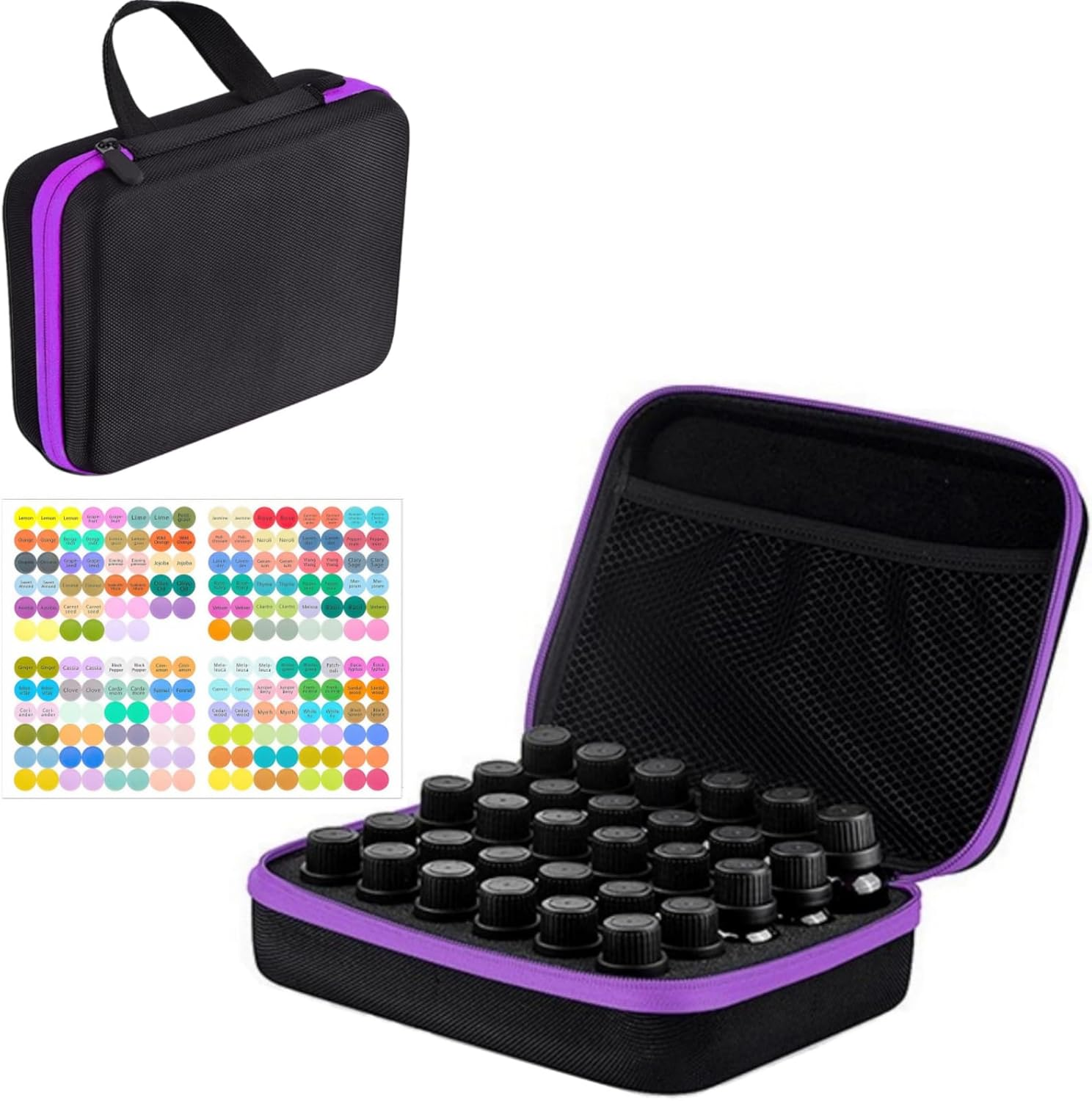 BLIRITEL EVA Essential Oils Organizer, 30 Bottles Hard Shell Essential Oil Storage Carrying Case, Essential Oils Boxes Holds 30 Bottles with 5Ml,10Ml,15Ml (Black)
