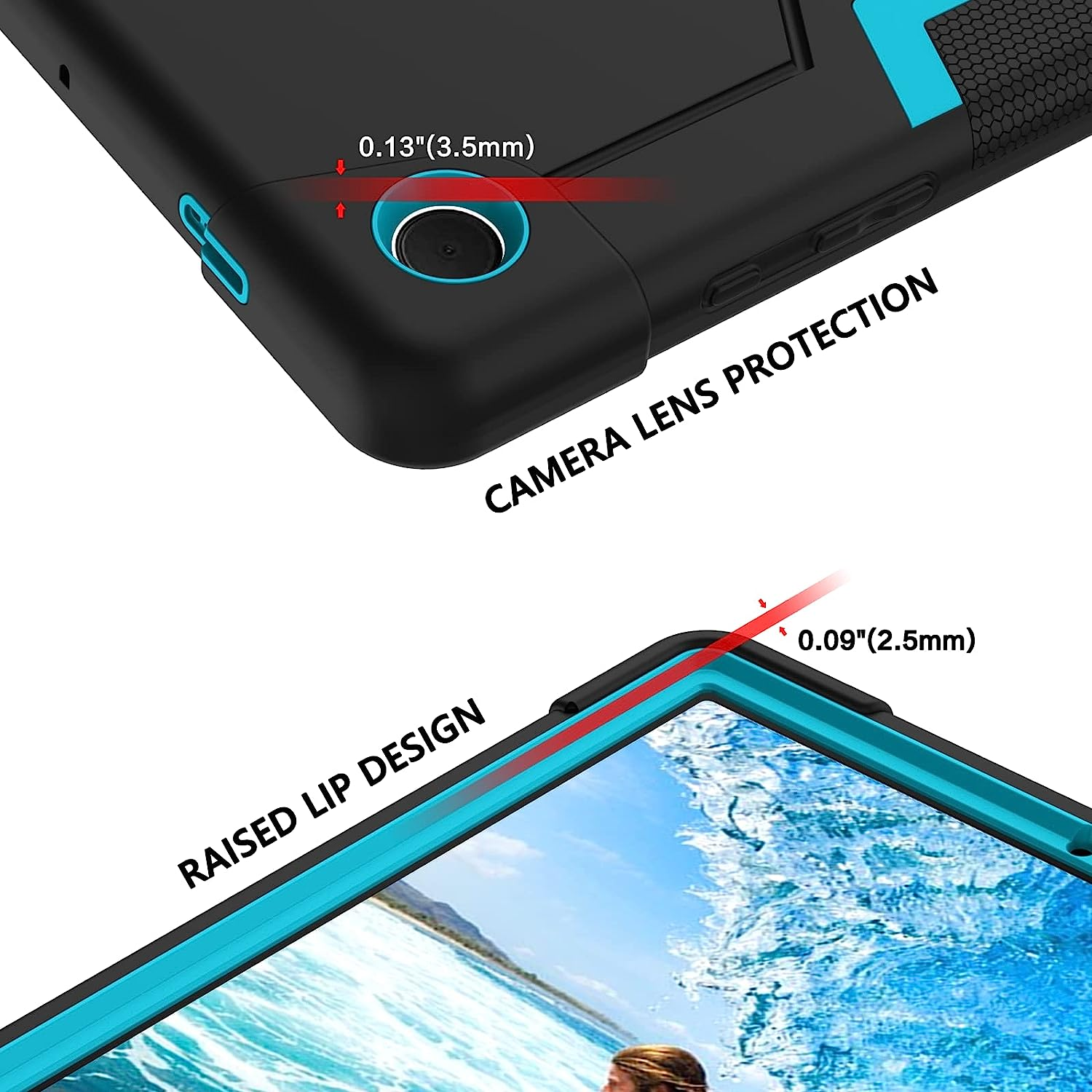 GUAGUA Kids Case for Samsung Galaxy Tab A8,Galaxy Tab A8 Case with Kickstand,Heavy Duty Shockproof Rugged Protection Cover for Samsung Galaxy Tab A8 10.5 Inch (Sm-X200/X205/X207),Black + Blue image number 1