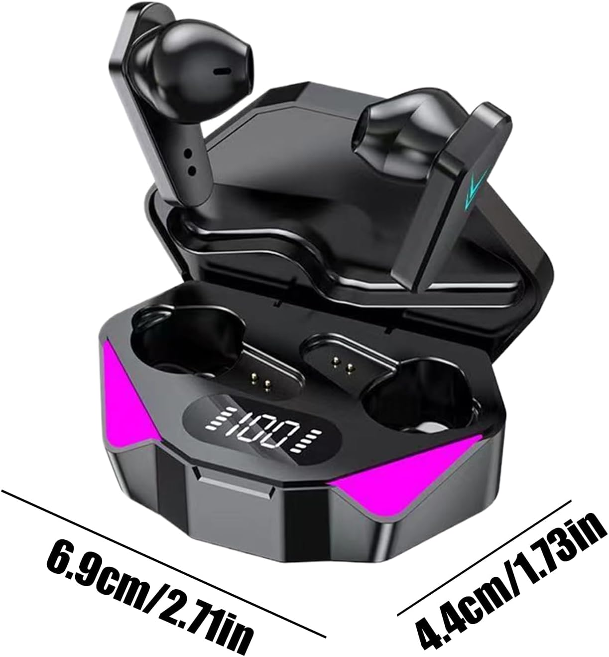 Wireless Headphones, Game Earbuds, Low Latency Earpiece with Battery Display Charging Case Headphones for Sports Women Men Phone Gym Running