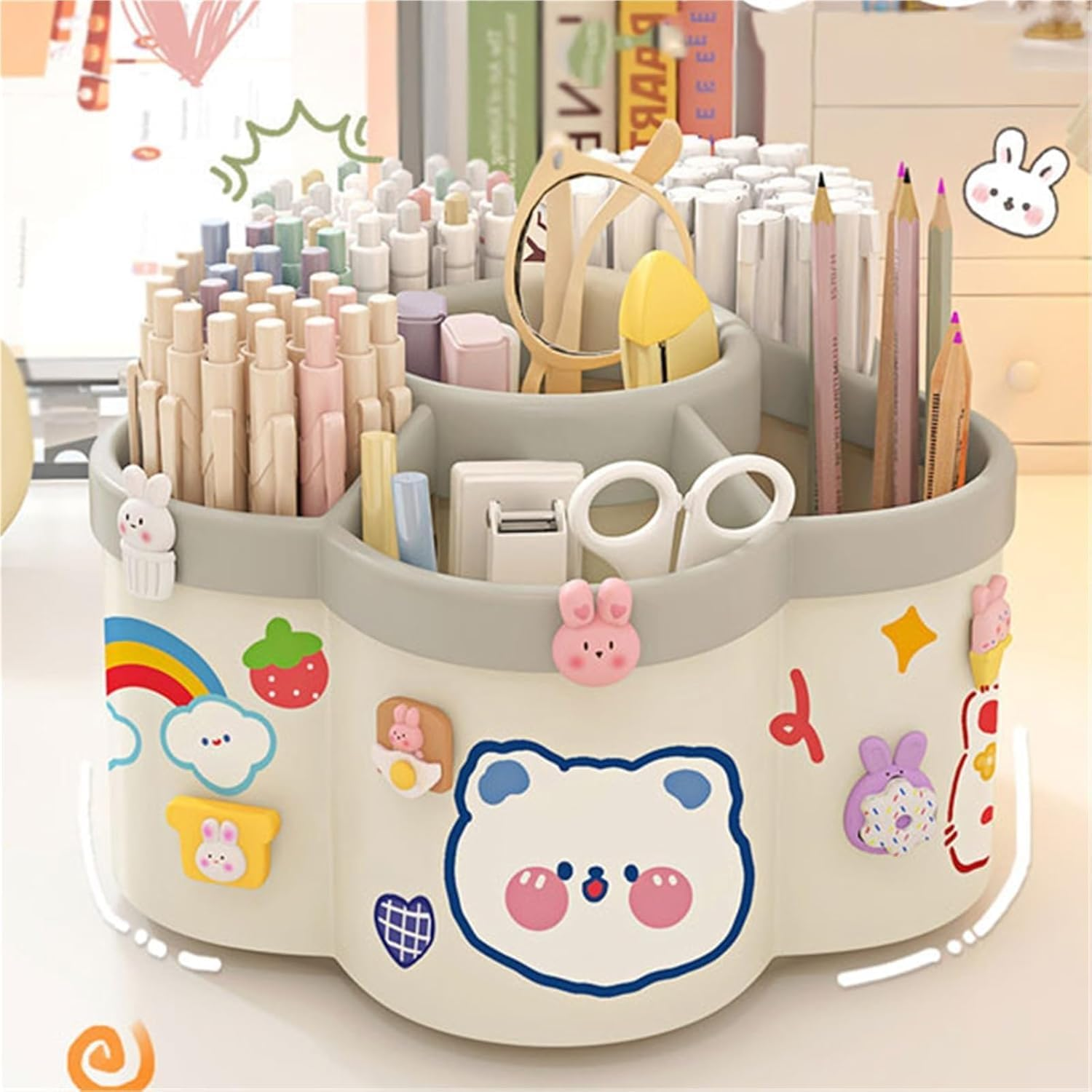 360&deg; Rotating Pen Holder for Desk with 6 Slots, Large - Capacity Desk Organizer for Office, School, Home Use image number 4