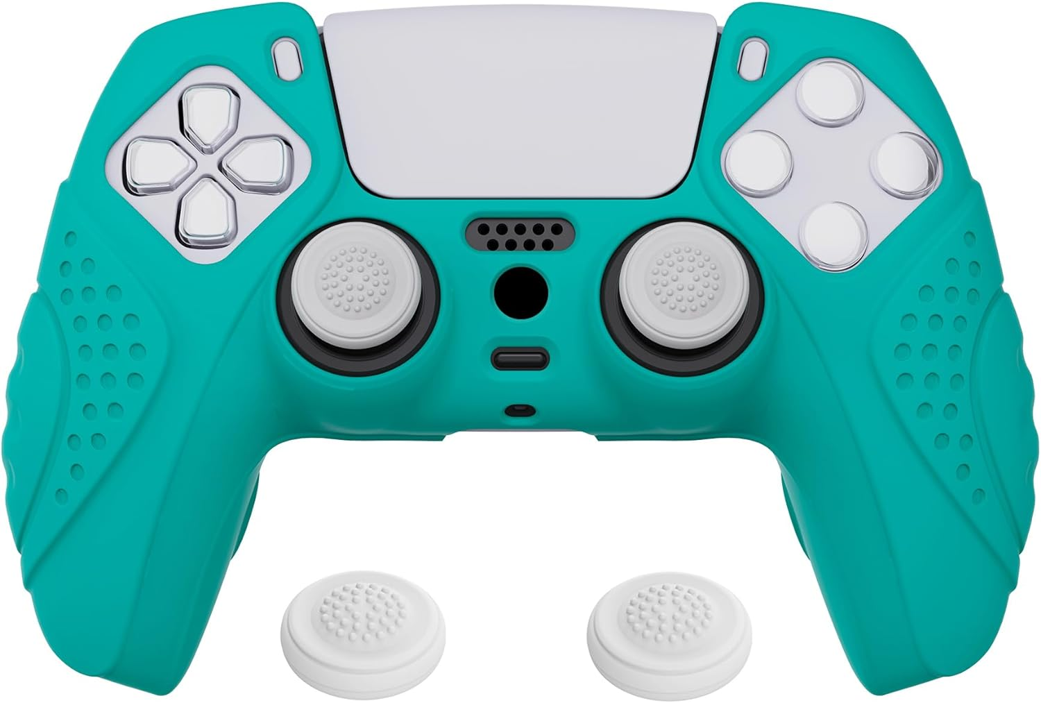 Extremerate Playvital Guardian Edition Black Ergonomic Soft Anti-Slip Controller Silicone Case Cover for Ps5, Rubber Protector Skins with Black Joystick Caps for Ps5 Controller