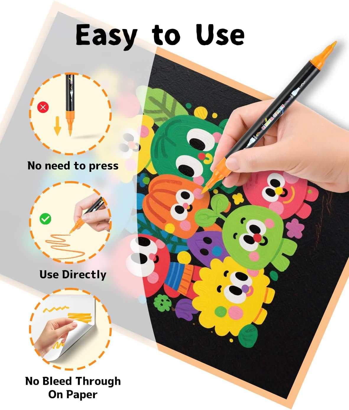 30 Colors Dual Tip Acrylic Paint Pens, Acrylic Paint Markers Set for Rock Painting, Wood, Ceramic, Canvas, Calligraphy,Diy Crafts Art Supplies - 48 Colors image number 2