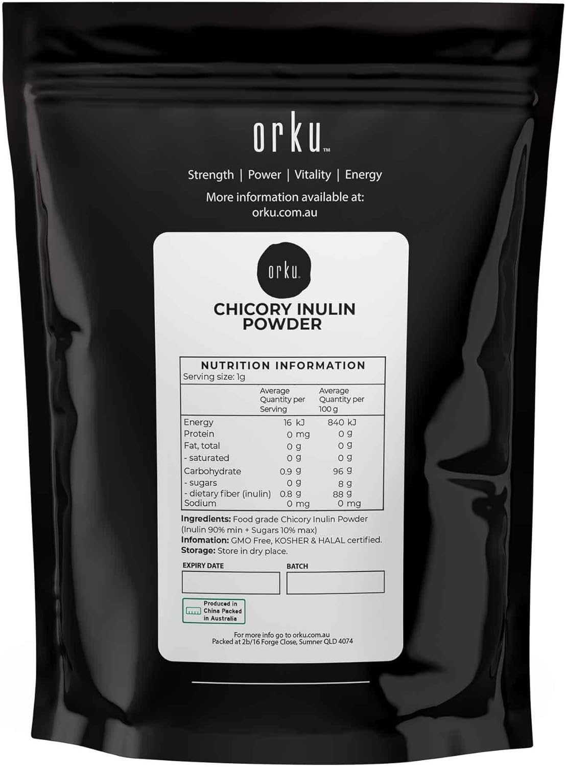 Orku 1Kg Chicory Root Inulin Powder - Natural Prebiotic Unflavoured Supplement